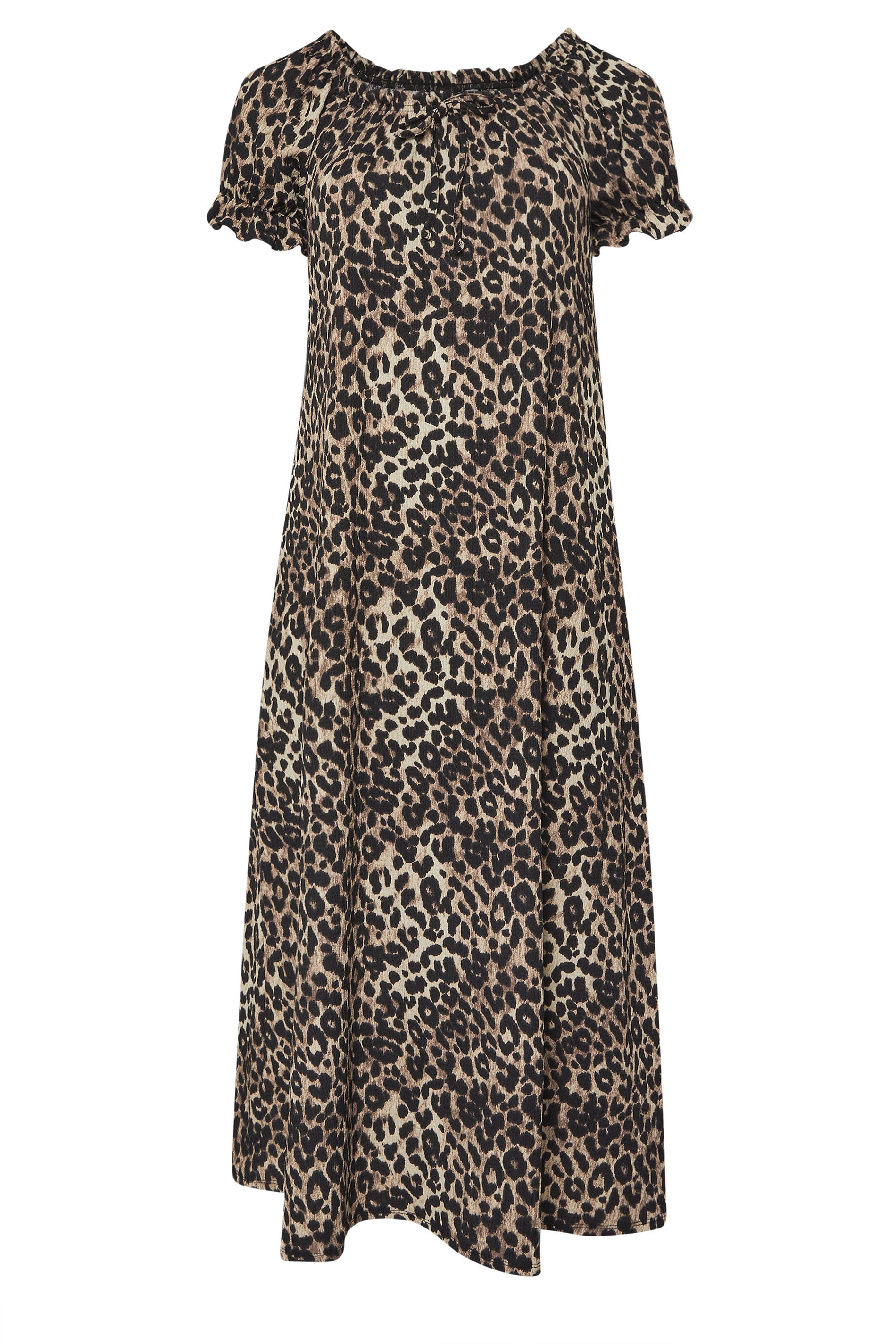 YOURS Plus Size Beige Brown Leopard Print Textured Maxi Dress | Yours Clothing 5