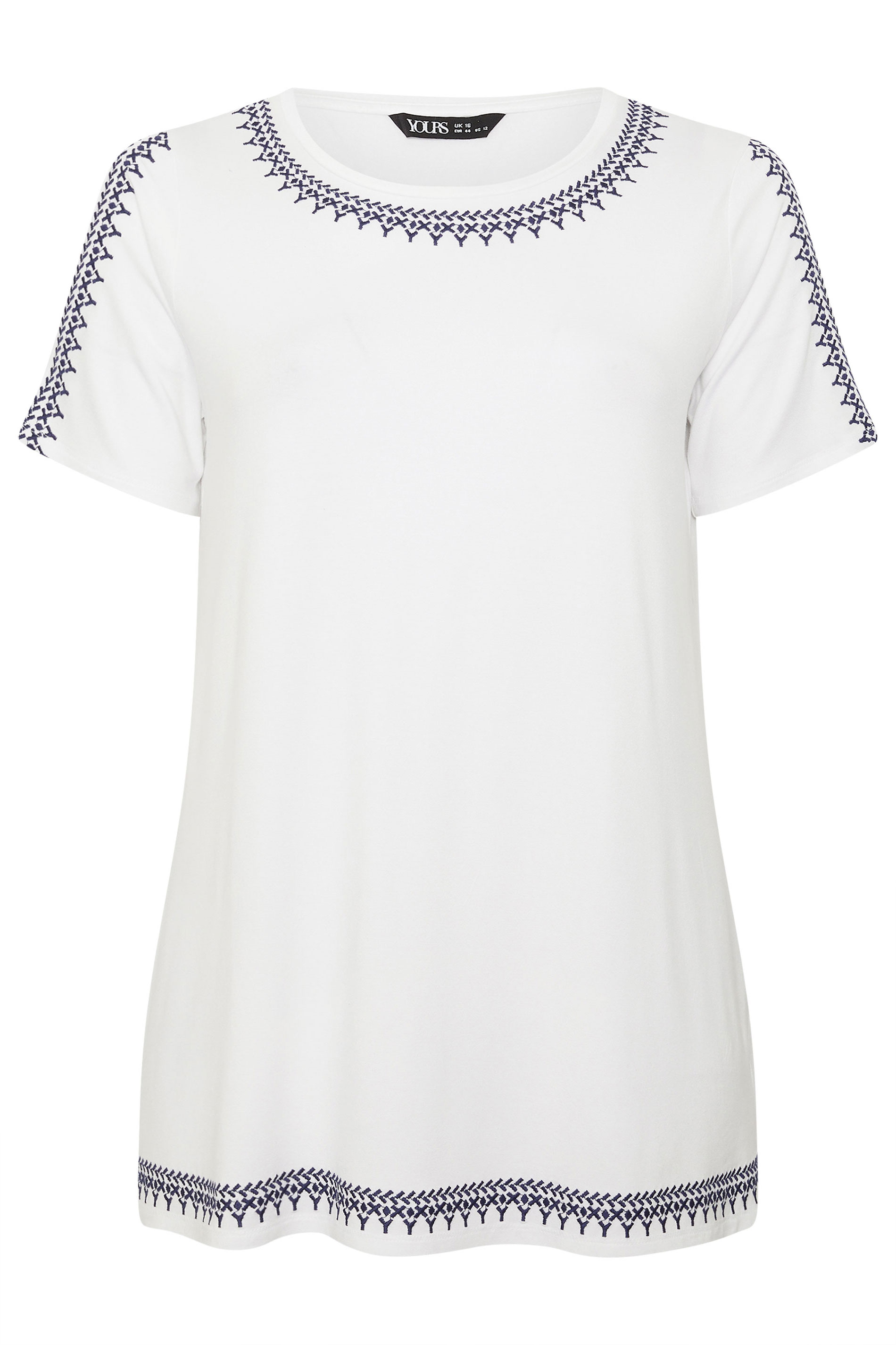 YOURS Plus Size White Embroidered T-Shirt | Yours Clothing 5