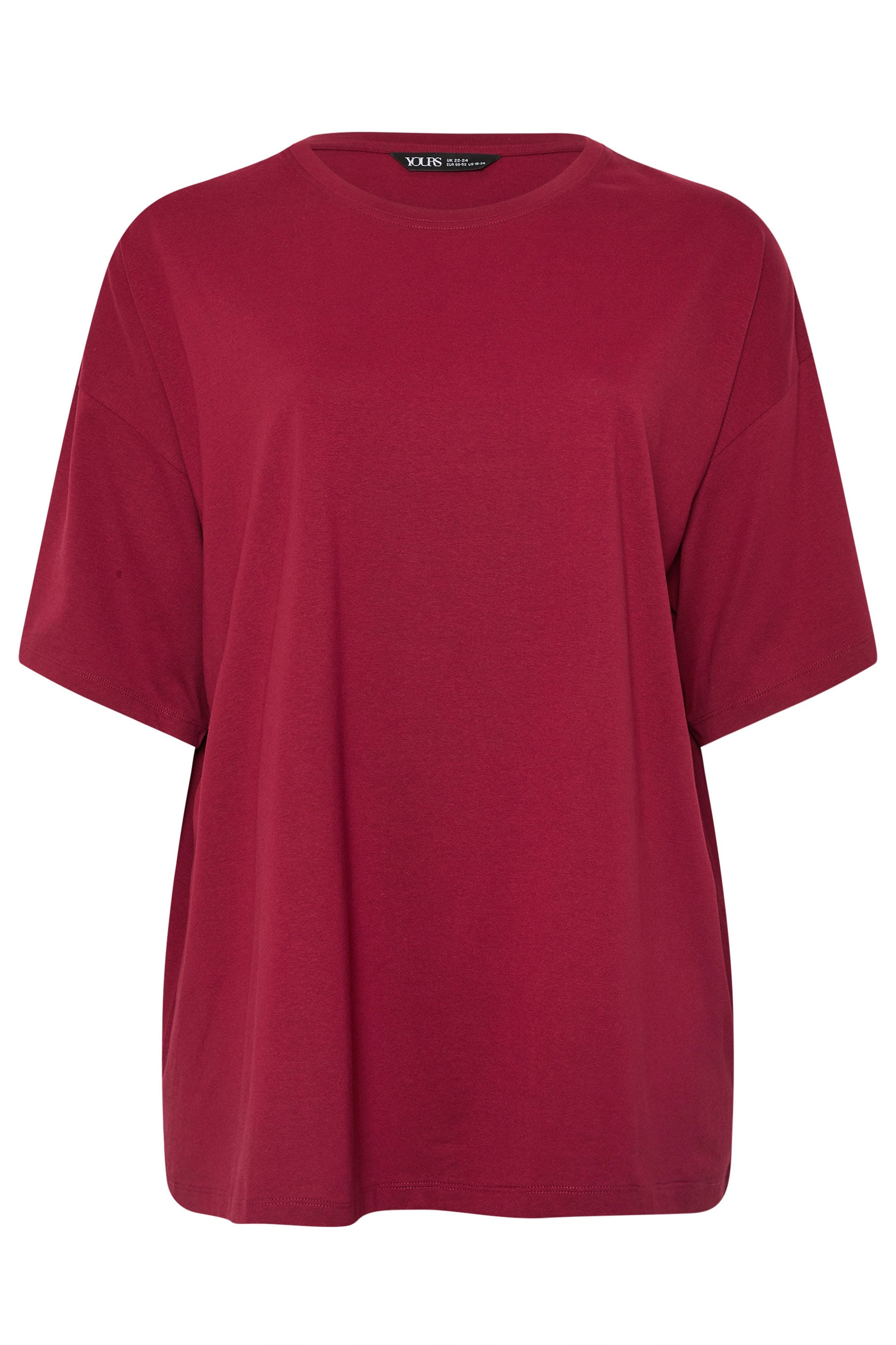 YOURS Plus Size Wine Red Relaxed Longline T-Shirt | Yours Clothing 5