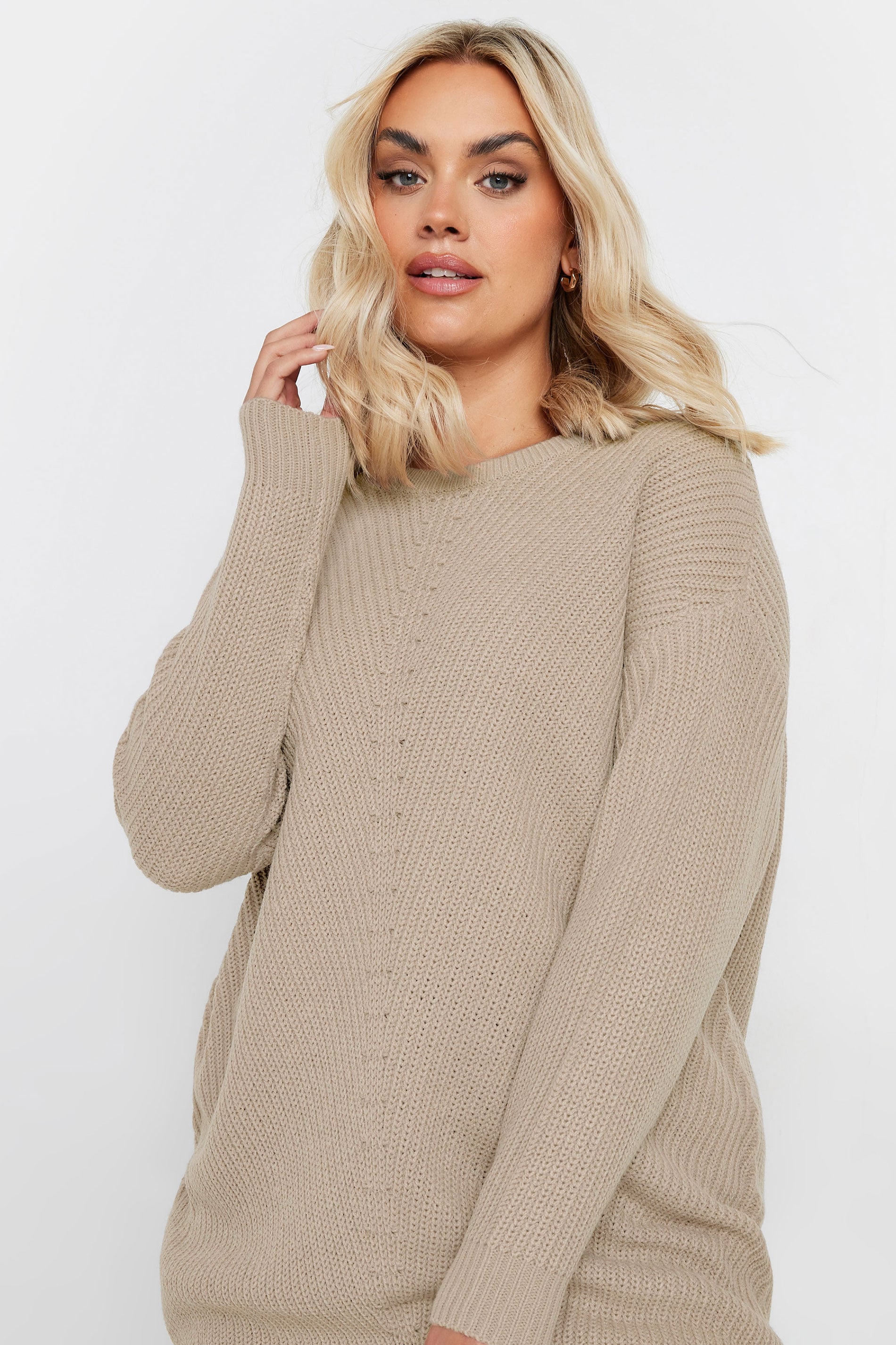 YOURS Plus Size Natural Brown Essential Knitted Jumper | Yours Clothing 4