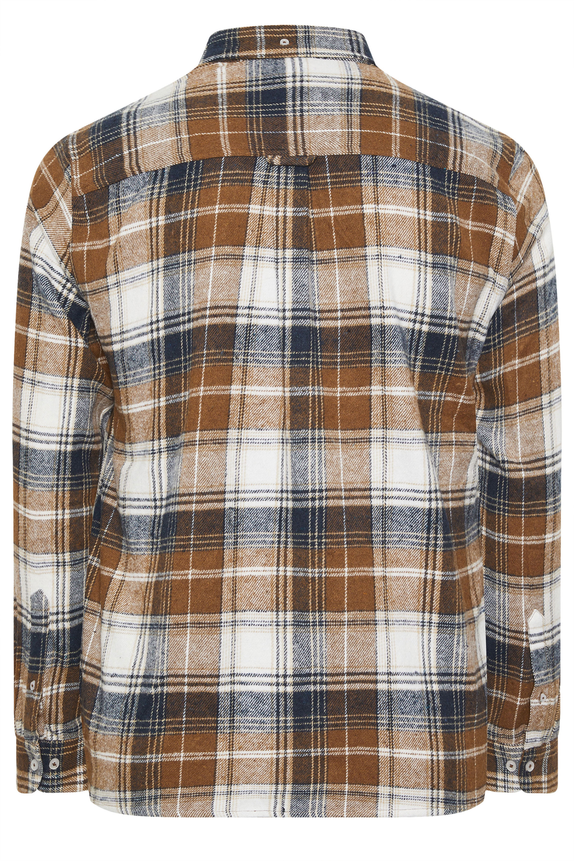 BadRhino Big & Tall Tan Brown & Navy Blue Brushed Checked Shirt | BadRhino 8