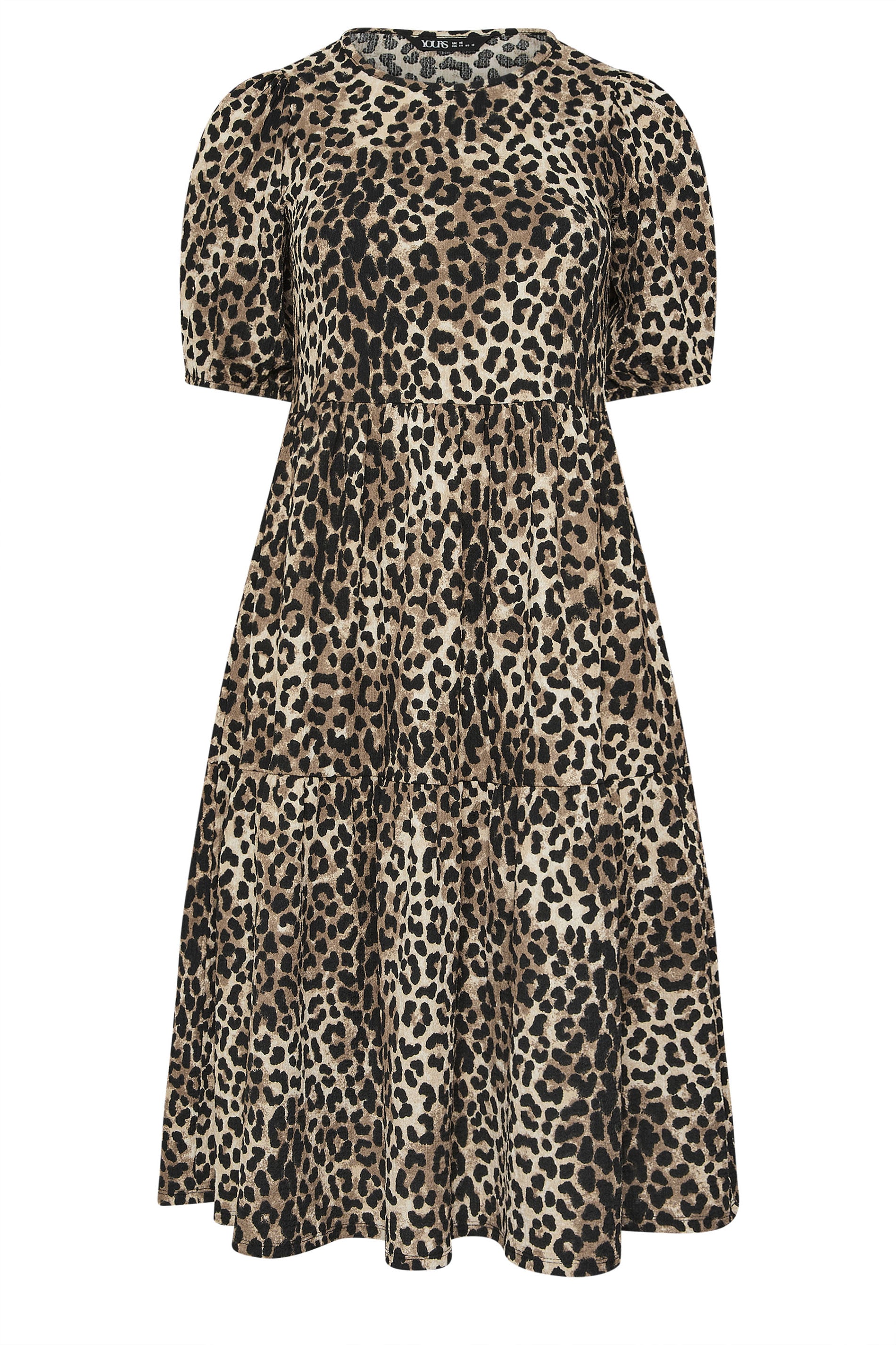 YOURS Plus Size Natural Brown Leopard Tiered Midi Dress | Yours Clothing 6