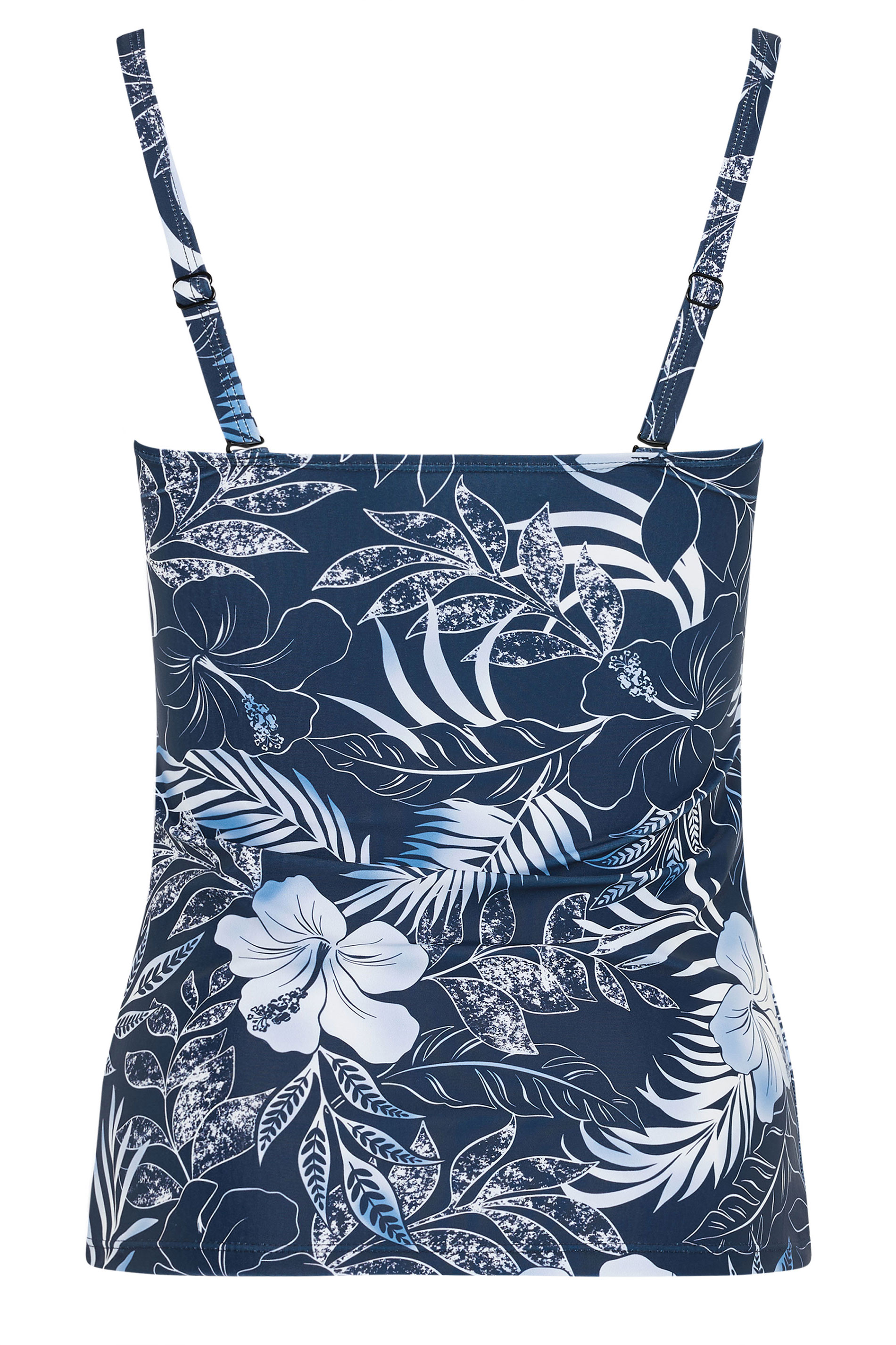 M&Co Navy Blue Tropical Print Twist Front Tankini Top | M&Co 7