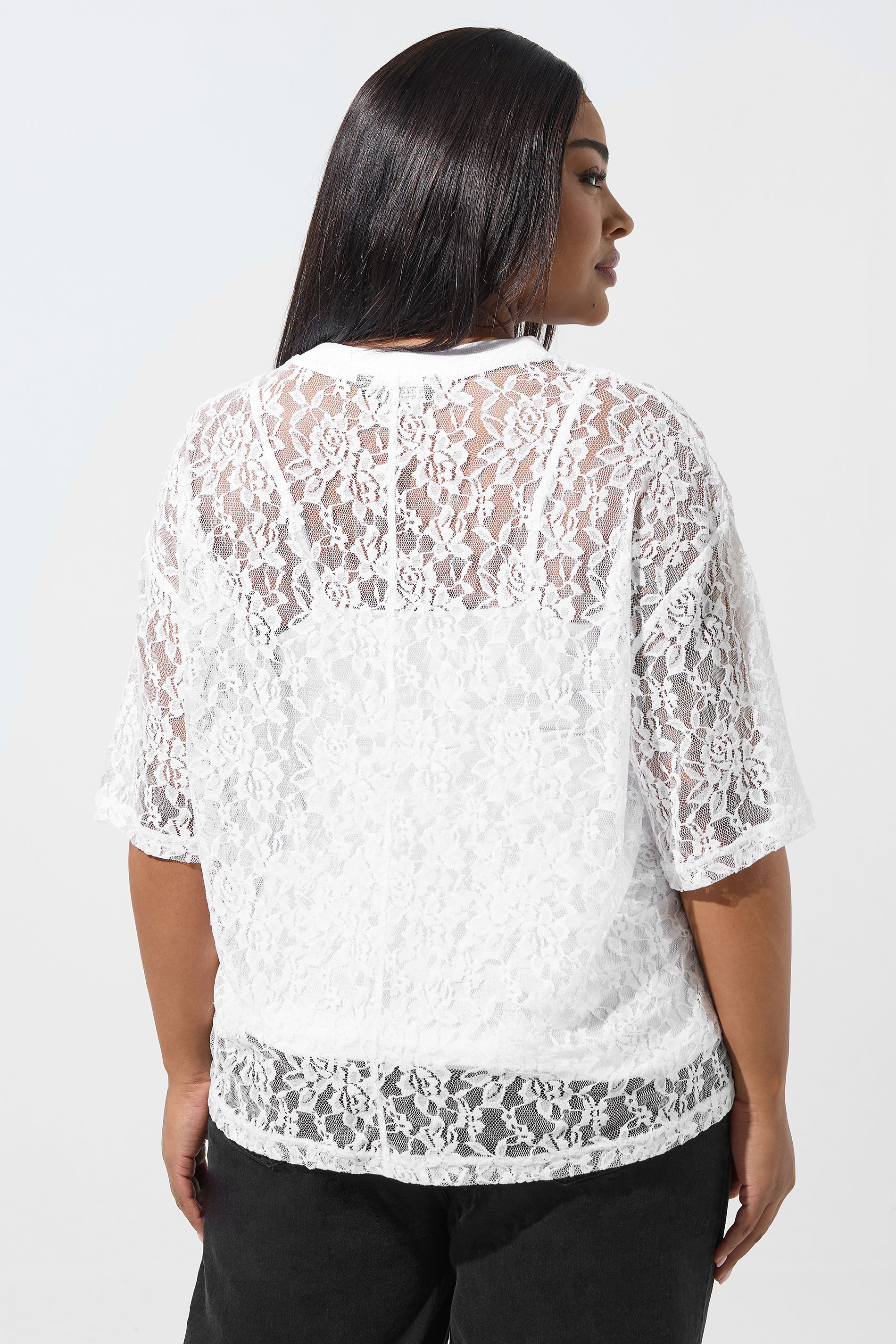 LIMITED COLLECTION Plus Size White Lace T-Shirt | Yours Clothing 2