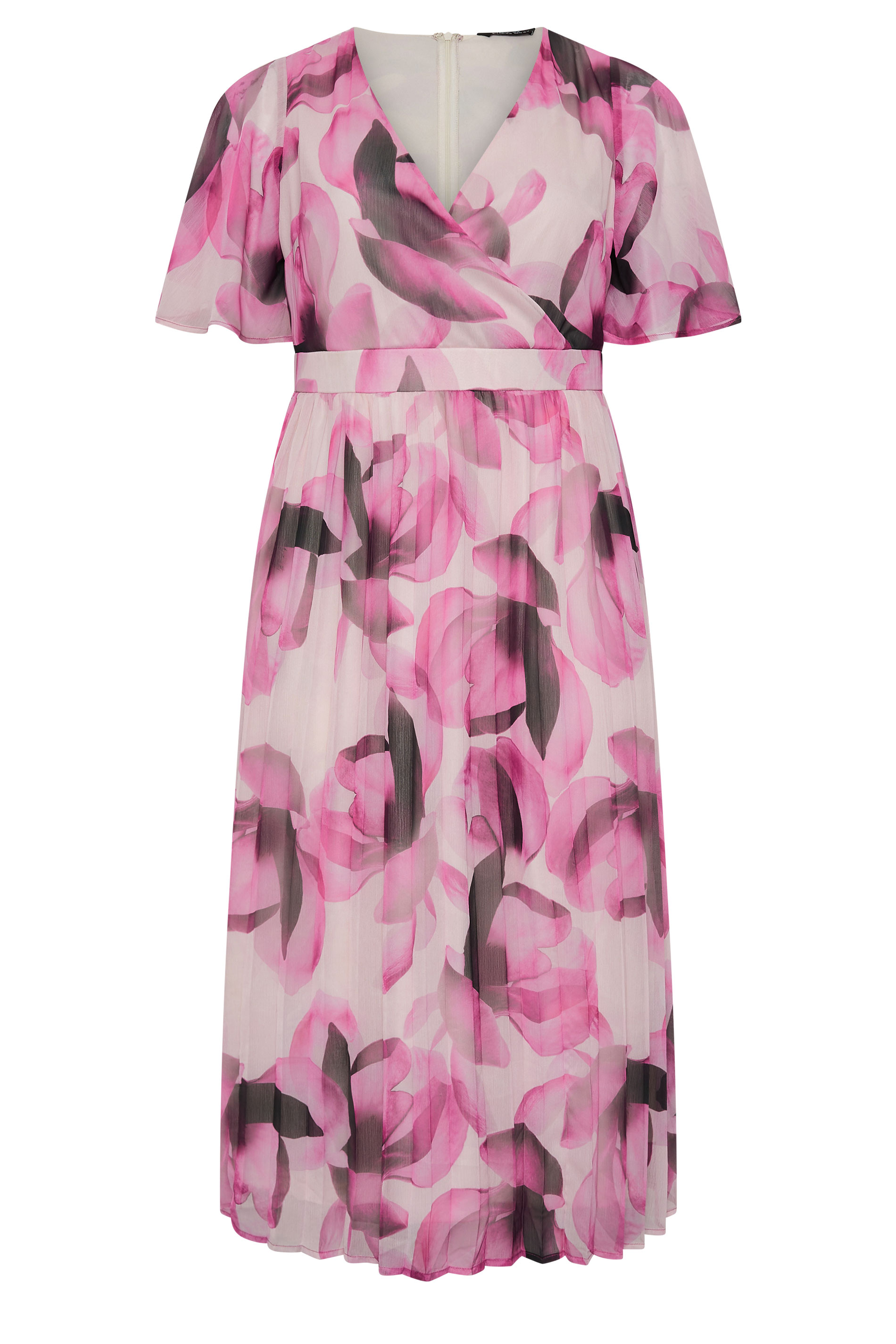 EVANS Plus Size Pink Petal Angel Sleeve Midi Dress | Evans 5