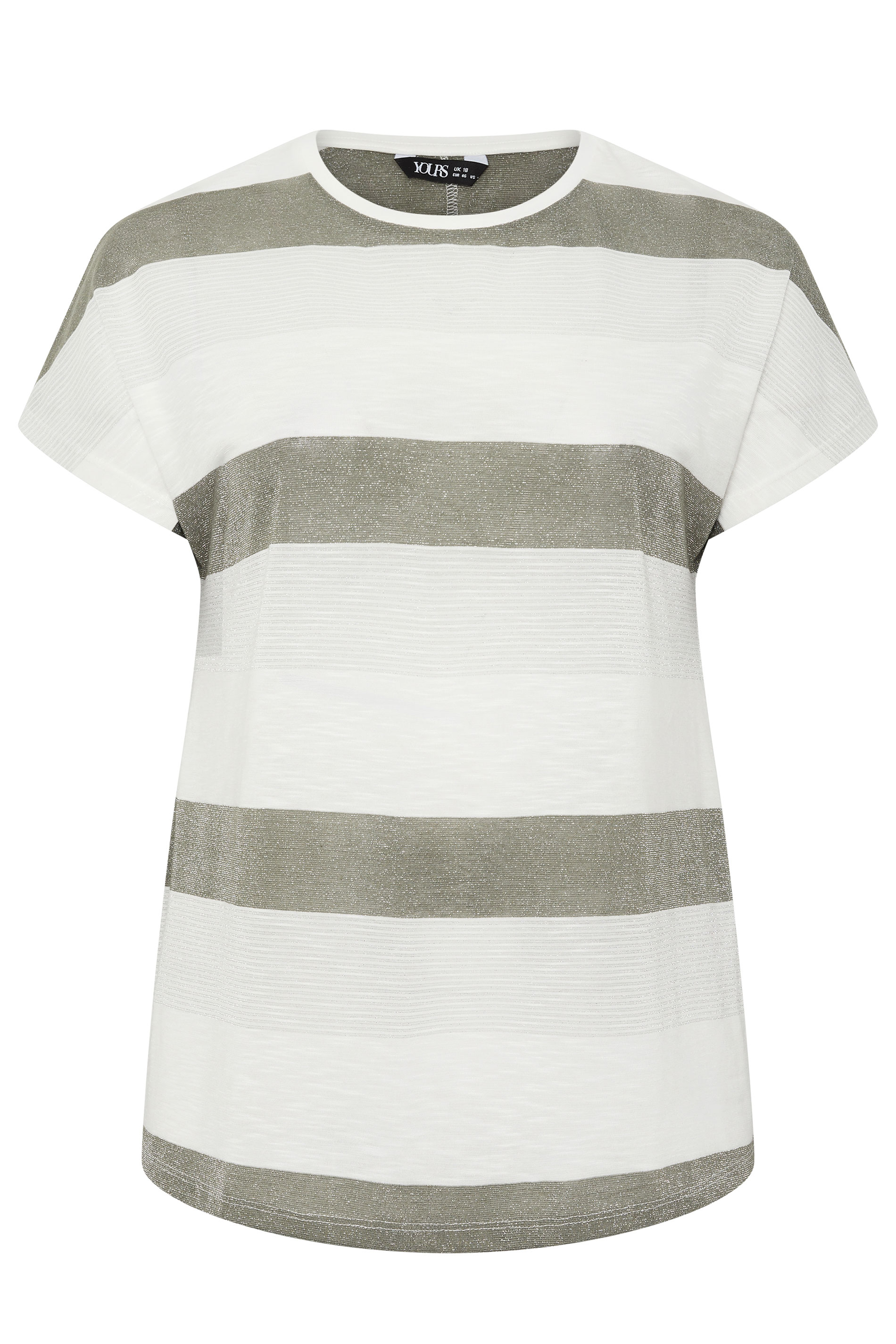 YOURS Plus Size Grey Shimmer Stripe Top | Yours Clothing 5
