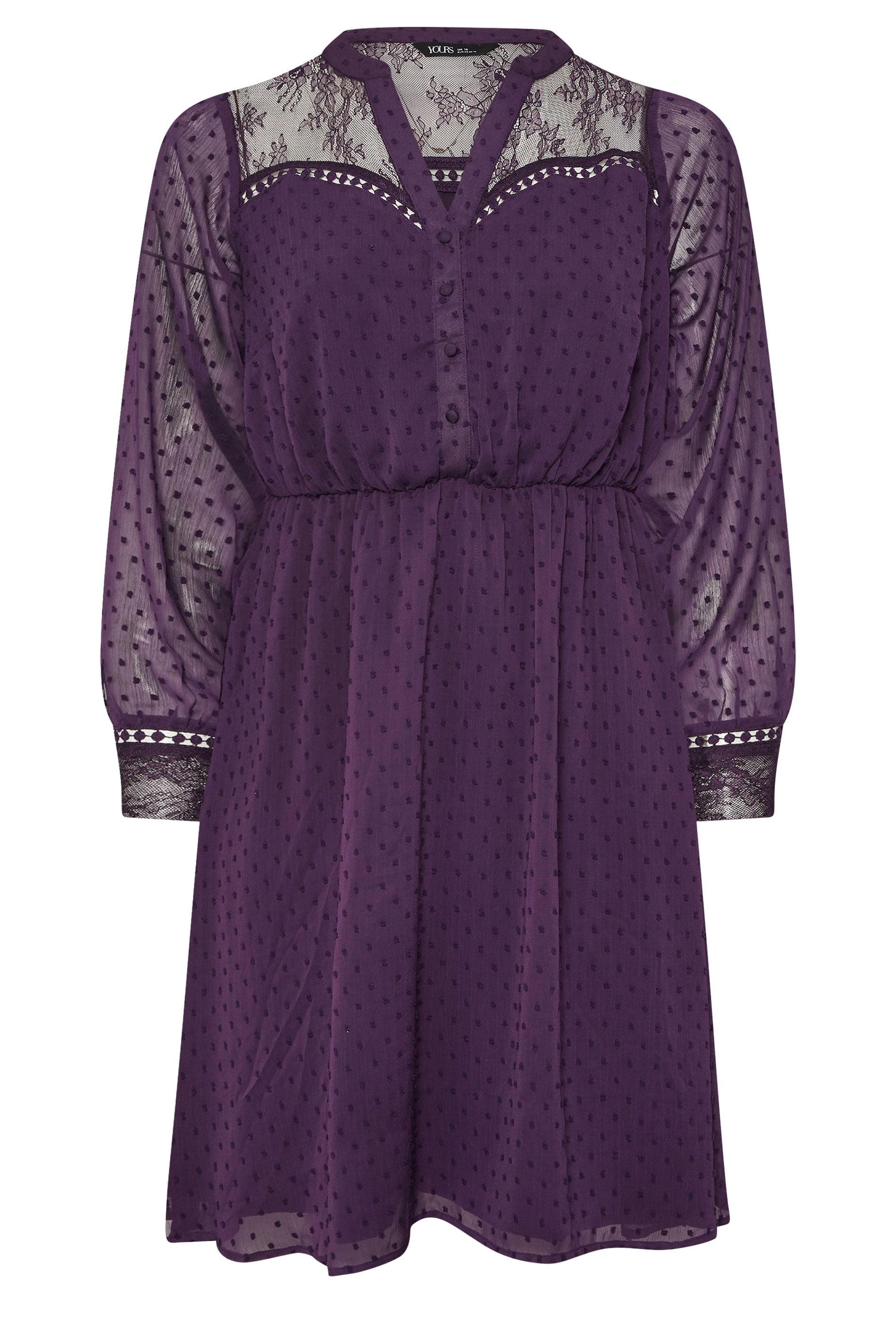 YOURS Plus Size Purple Lace Dobby Midi Dress | Yours Clothing 5