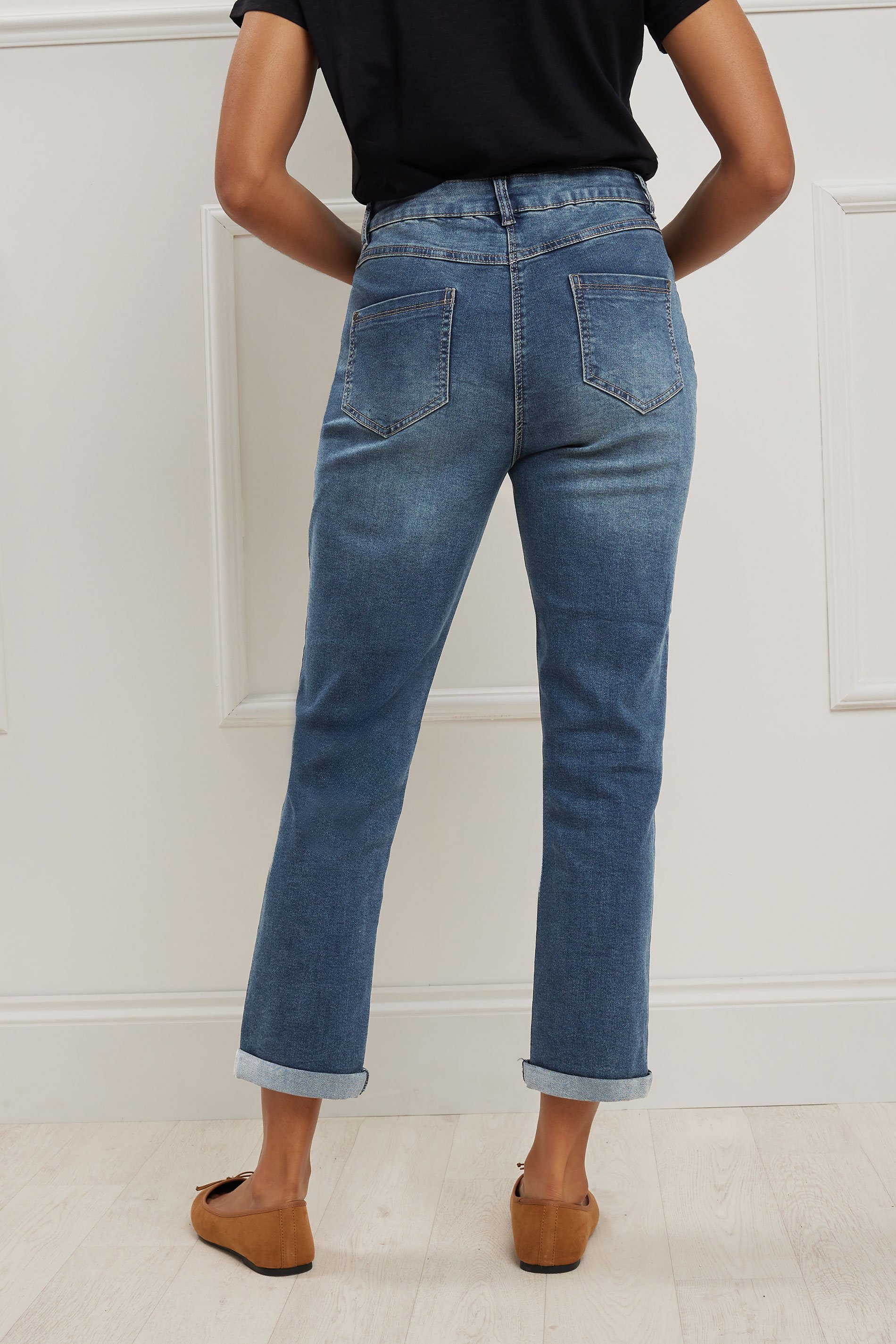 M&Co Blue Mid Wash Boyfriend Jeans | M&Co 4