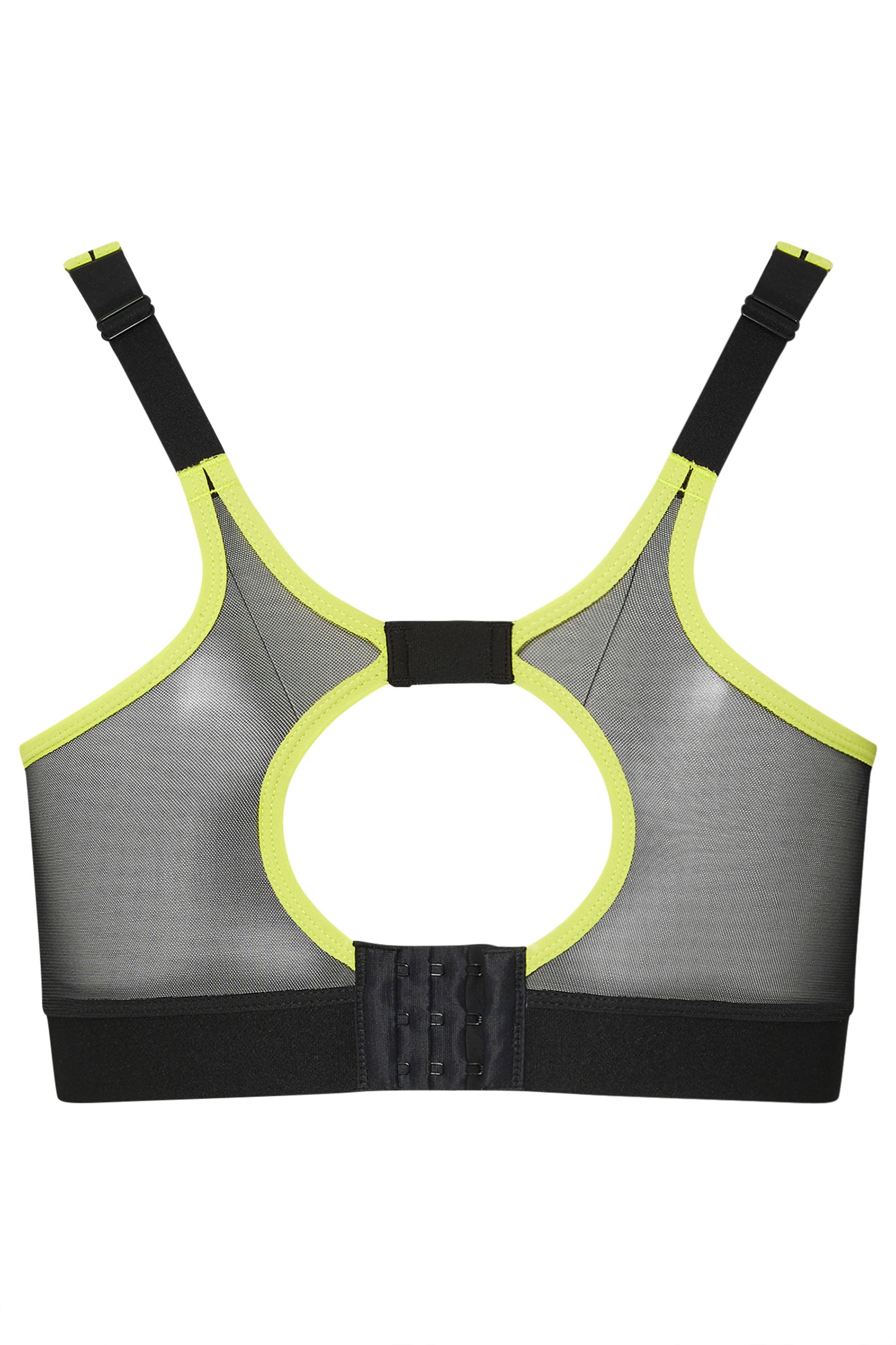 YOURS Plus Size Black Mesh Contrast Trim Non Padded Sports Bra | Yours Clothing 7