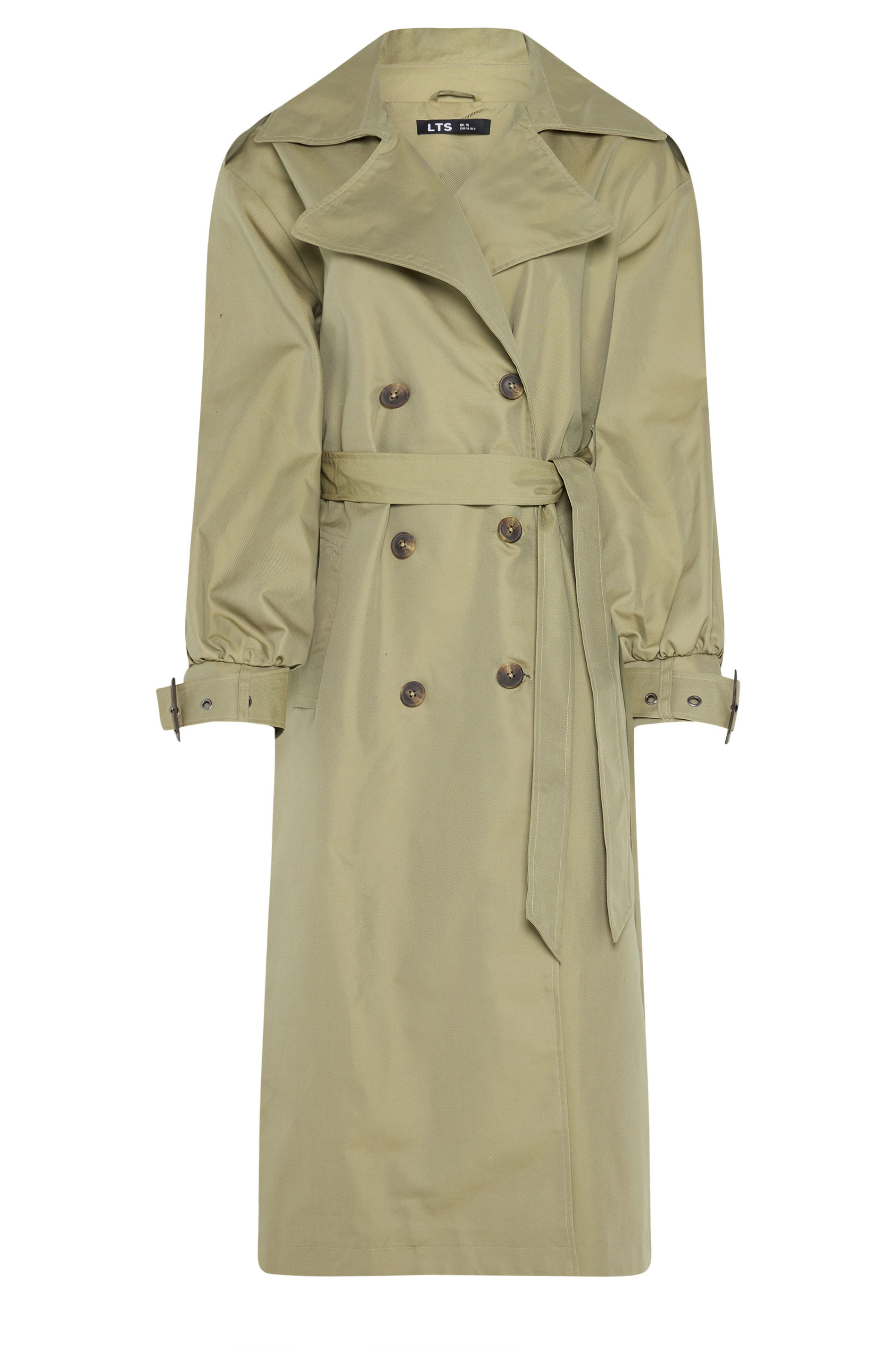 LTS Tall Sage Green Balloon Sleeve Buckle Trench Coat | Long Tall Sally 5