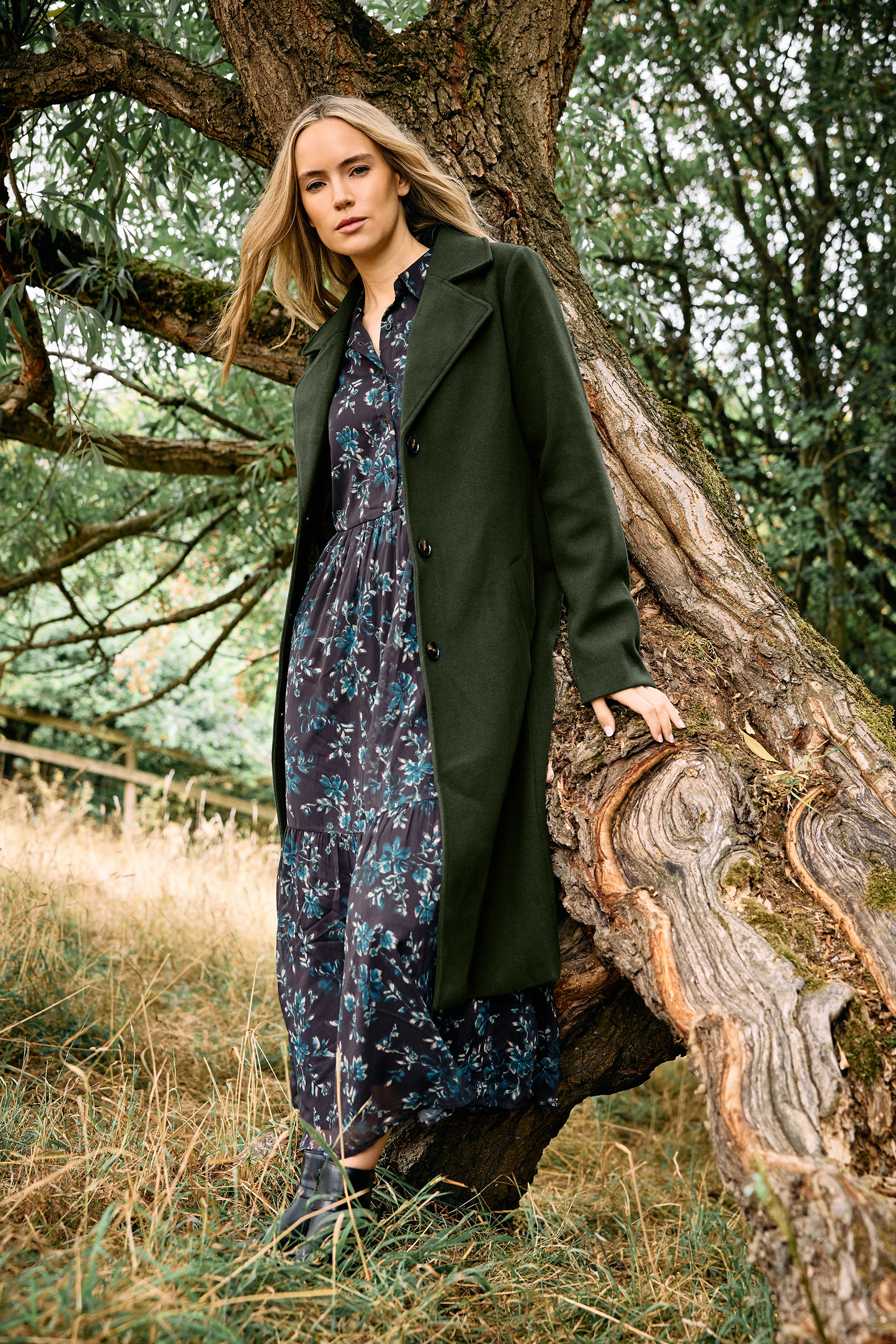 LTS Tall Dark Green Formal Midi City Coat | Long Tall Sally 3