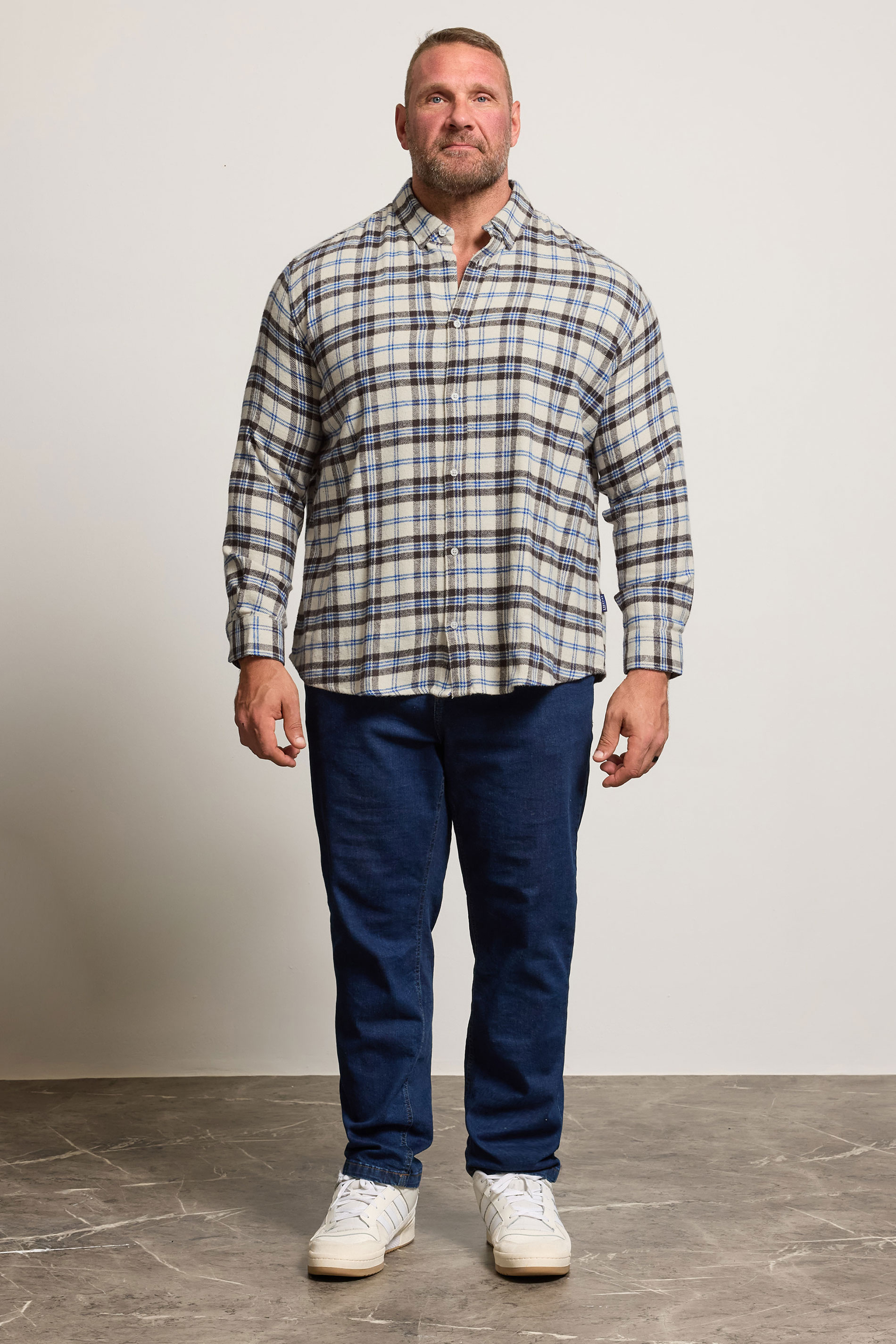BadRhino Big & Tall Brown & Blue Brushed Checked Shirt | BadRhino 1