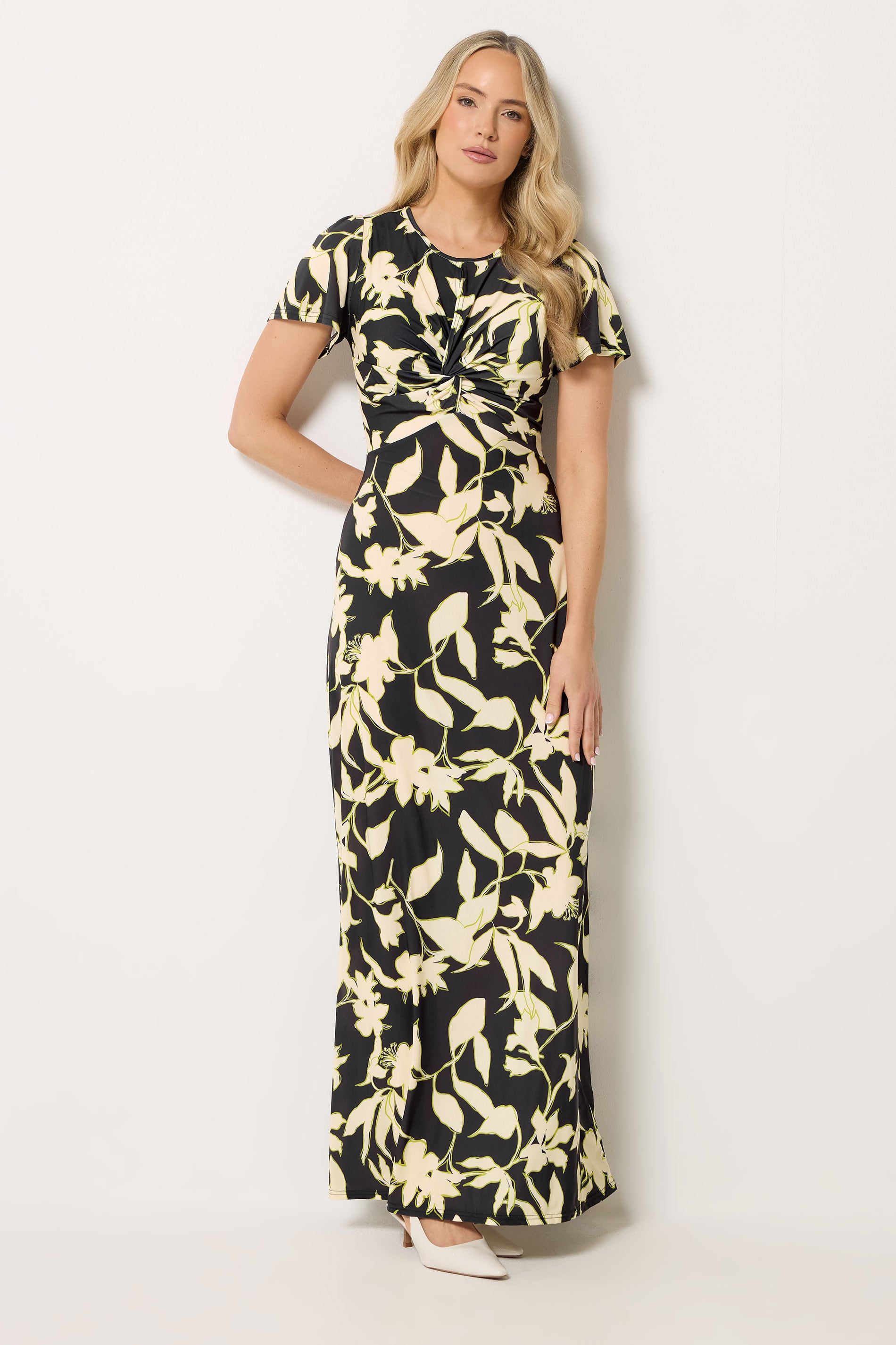 LTS Tall Black Floral Twist Front Maxi Dress | LongTallSally 3