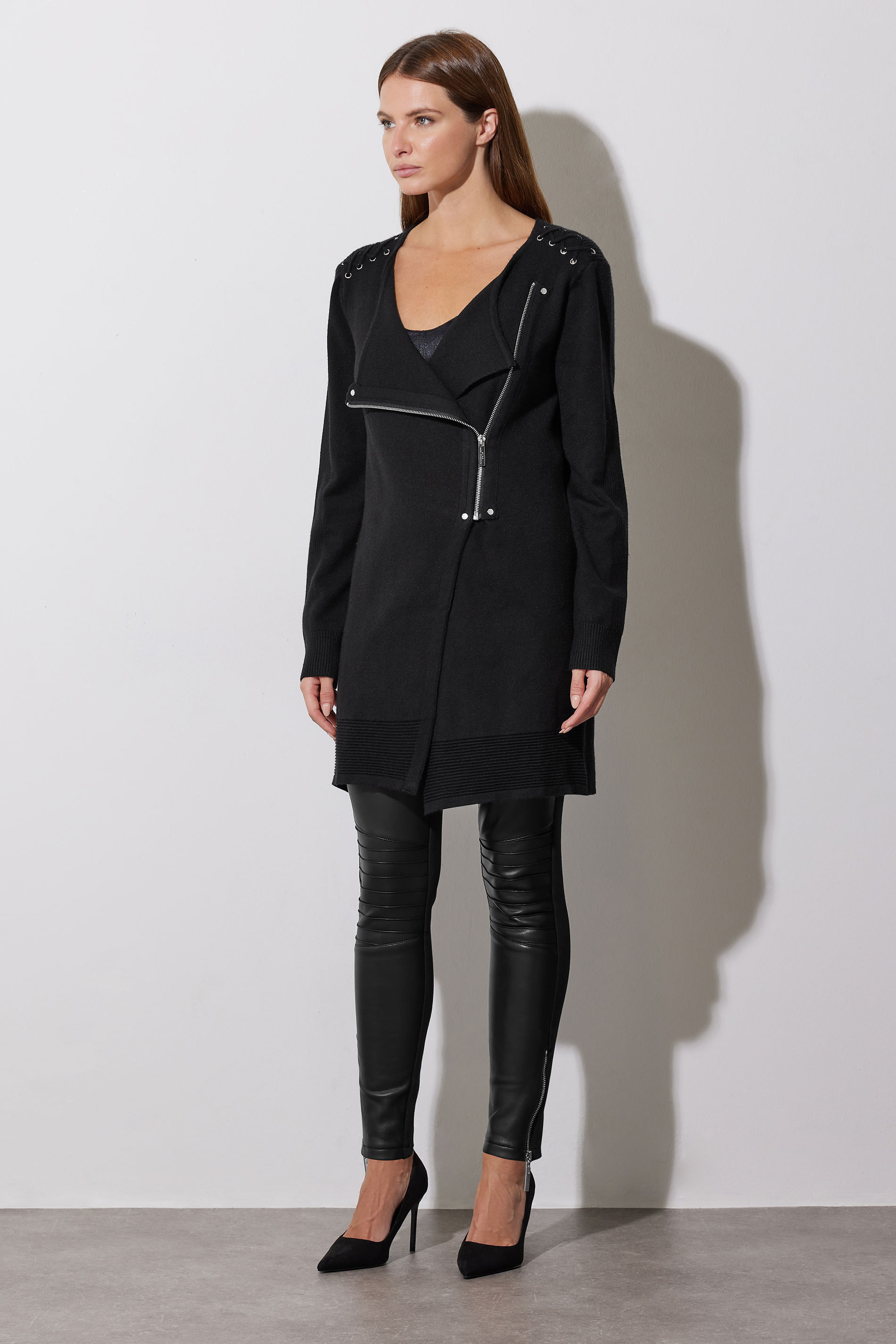 STAR Black Eyelet Detail Zip Cardigan | STAR x JM 2