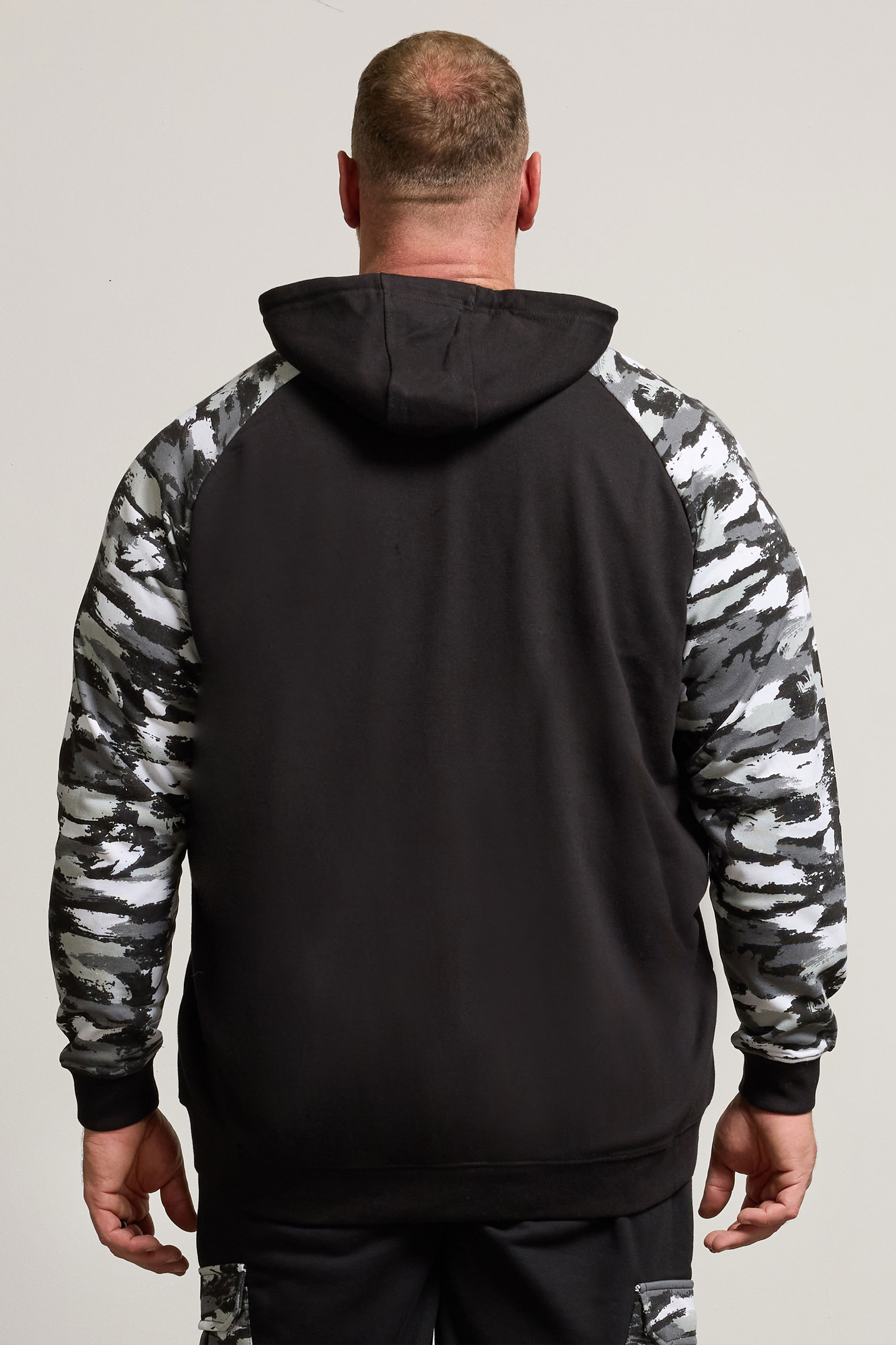 BadRhino Big & Tall Black Camo Print Zip Through Hoodie | BadRhino 2