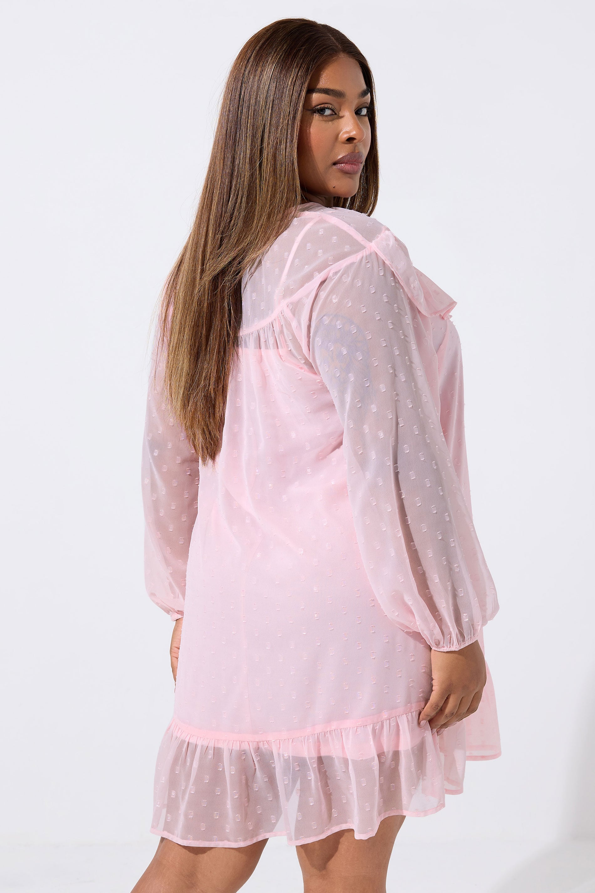 LIMITED COLLECTION Plus Size Pink Dobby Smock Dress | Yours Clothing 2