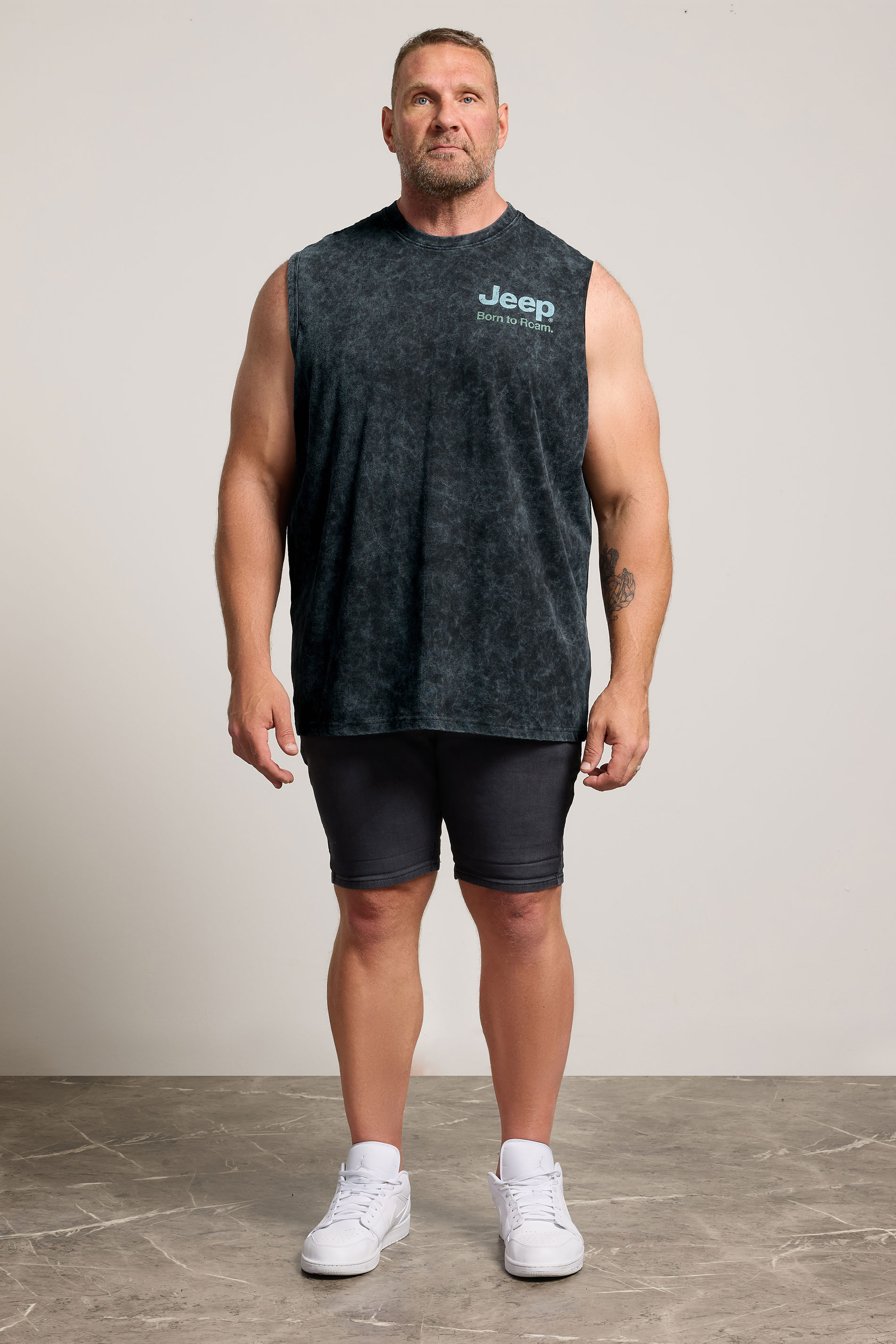 BadRhino Big & Tall Black Acid Wash 'Jeep' Graphic Vest | BadRhino 1