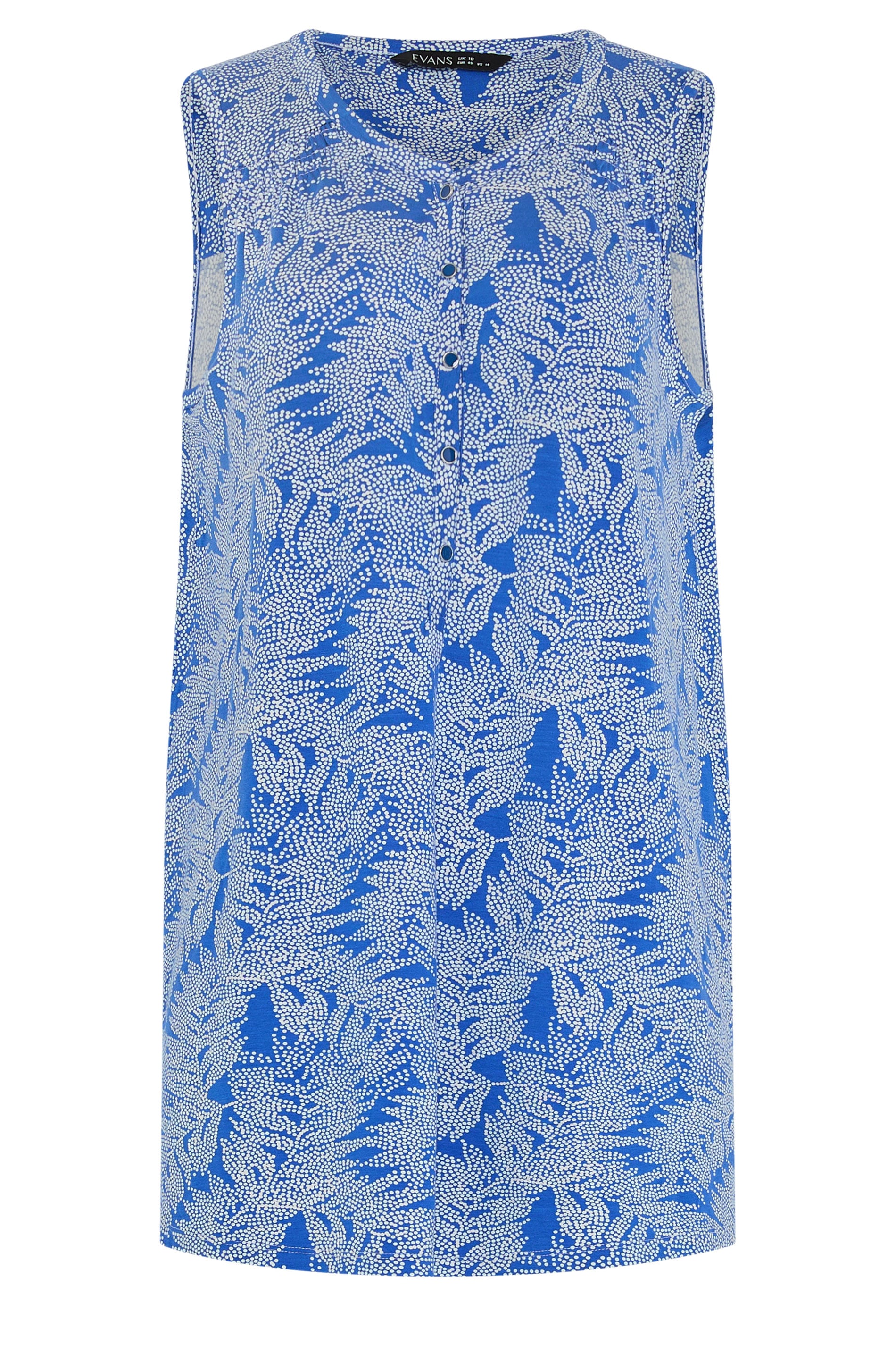 EVANS Plus Size Cobalt Blue Palm Print Vest Top | Evans 5