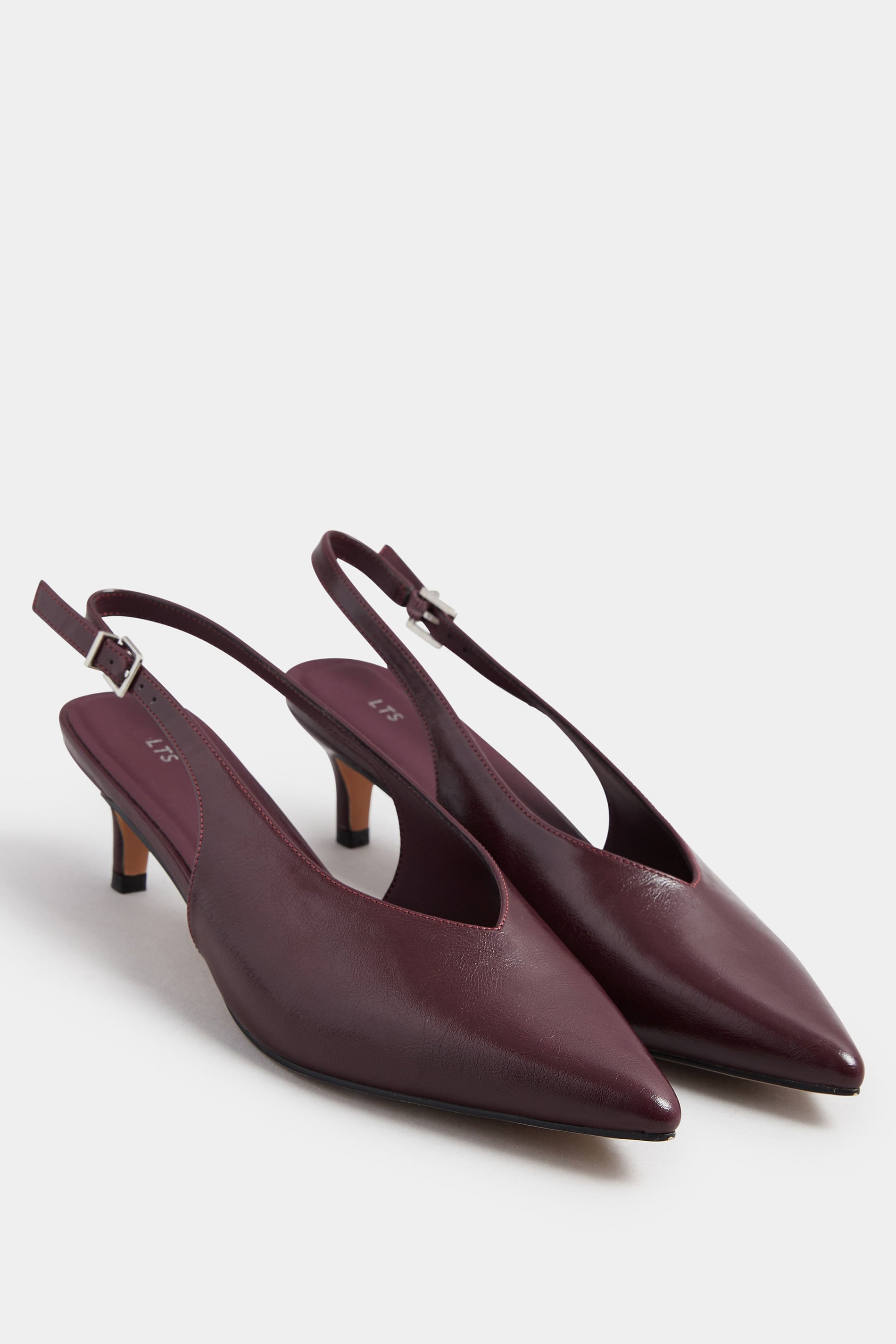 LTS Burgundy Red Pointed Slingback Kitten Heel | Long Tall Sally 3