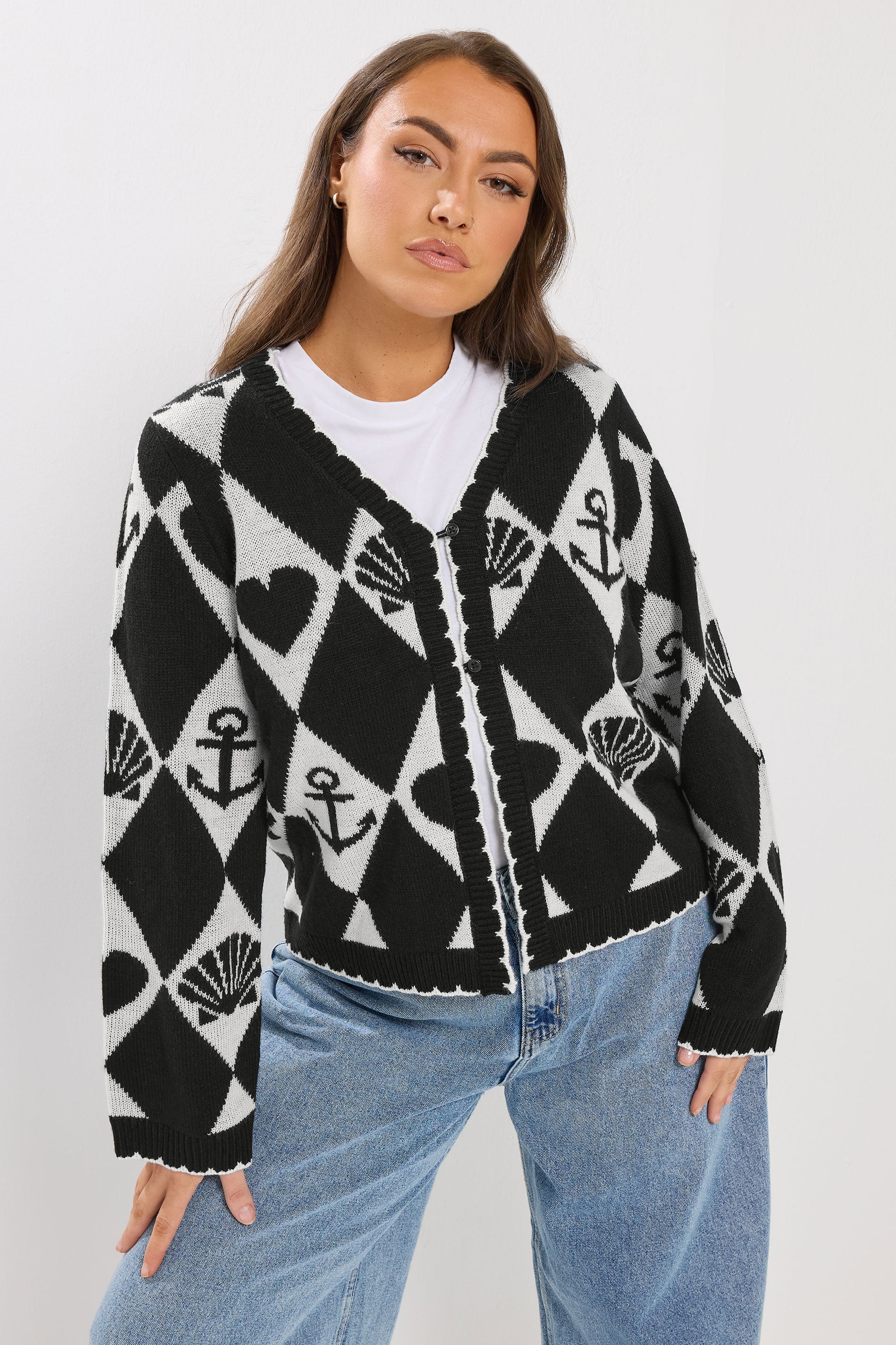 YOURS Plus Size Sailor Print Cardigan | Yours Clothing 3