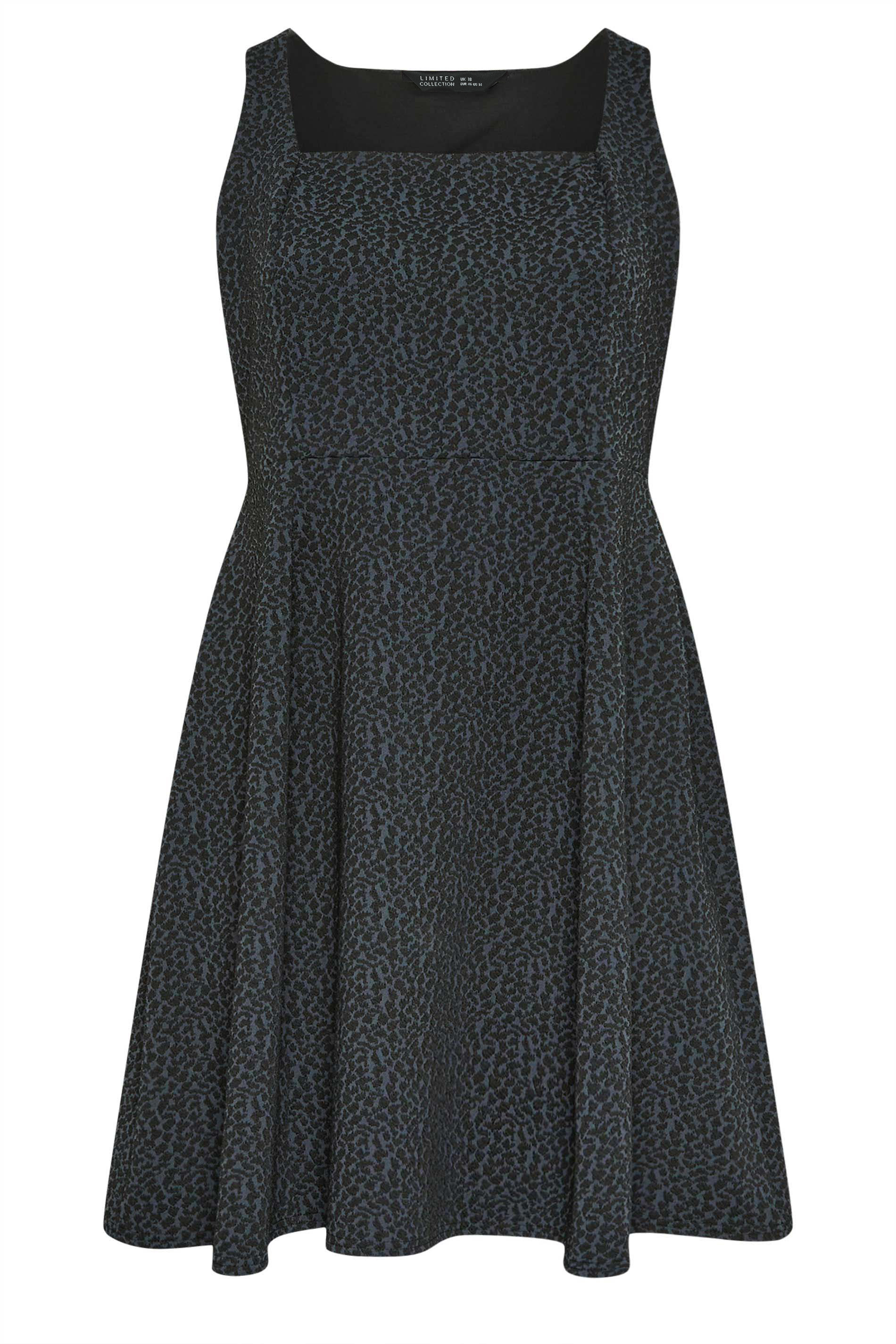 YOURS Plus Size Charcoal Grey Animal Print Pinafore Dress | Yours Clothing  5