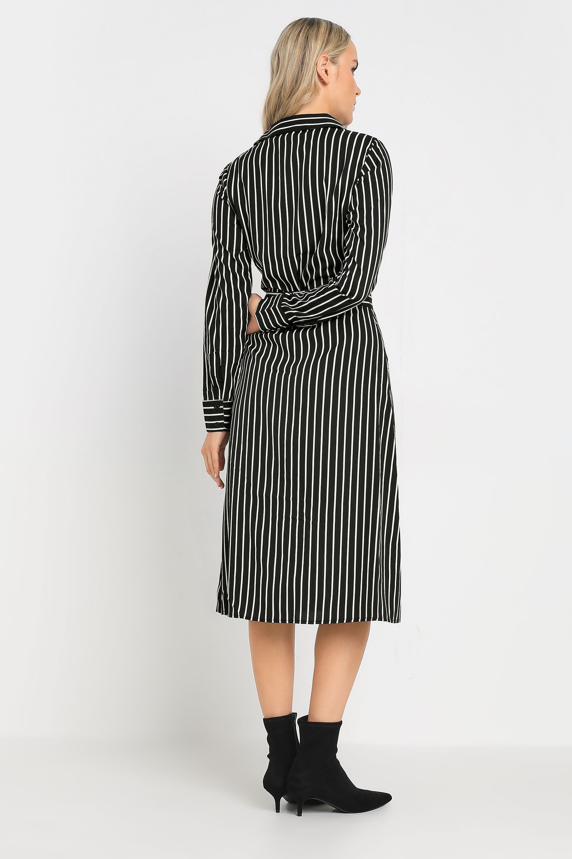 LTS Tall Black Striped Long Sleeve Shirt Dress | Long Tall Sally 3