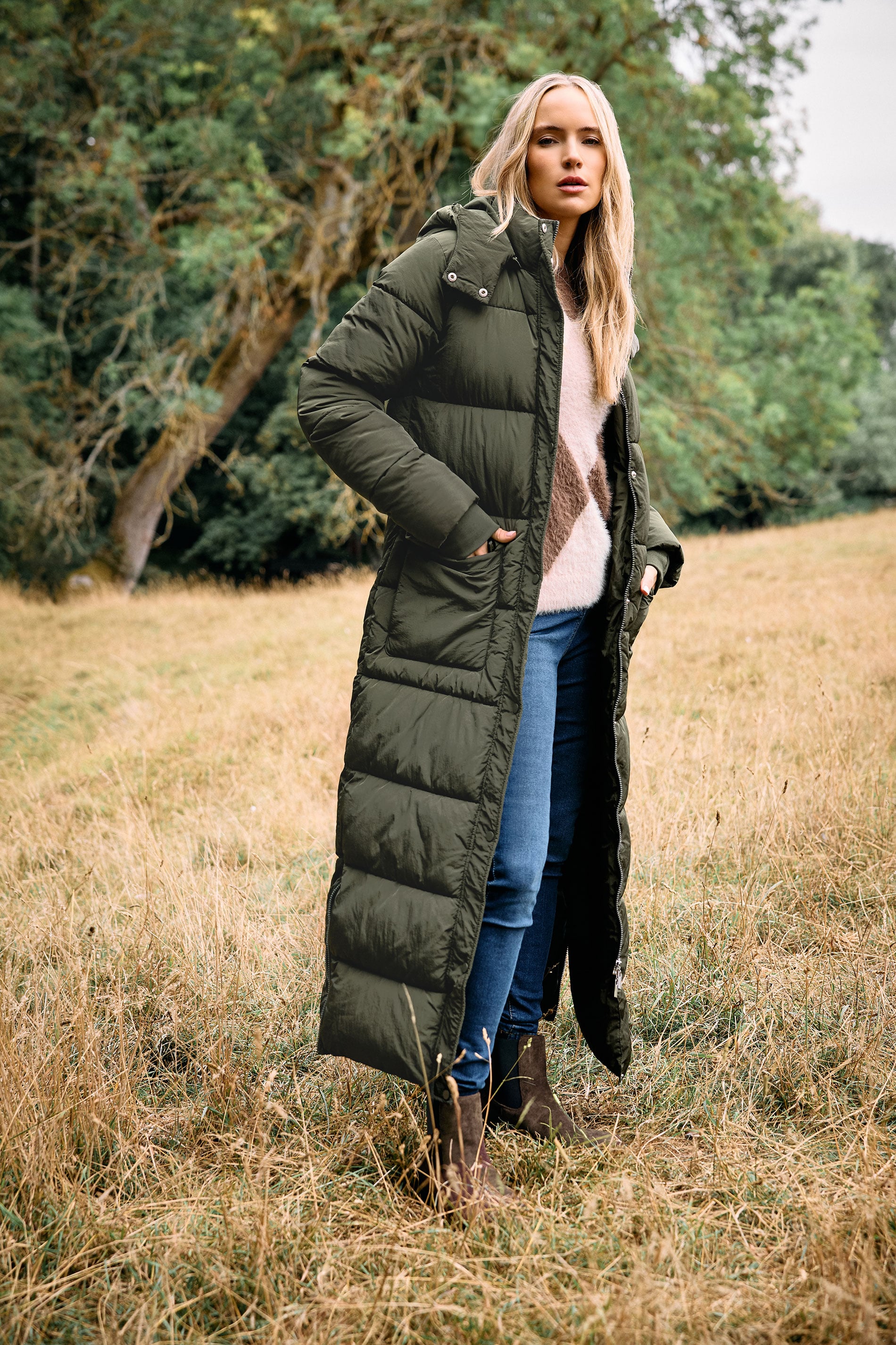 LTS Tall Khaki Padded Longline Maxi Coat | Long Tall Sally 3
