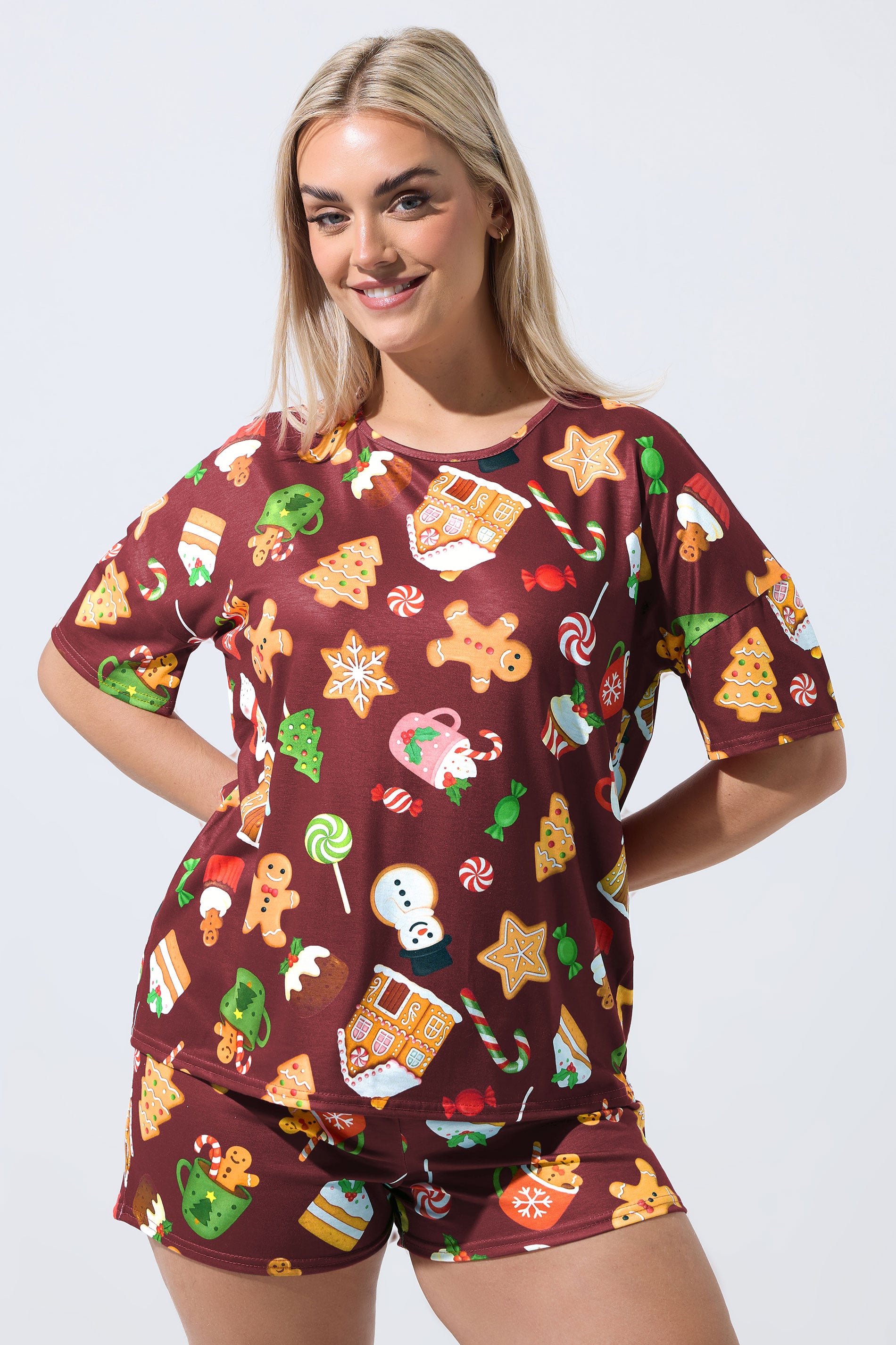 LIMITED COLLECTION Plus Size Pink Tiger Bow Christmas Novelty Pyjama Set | Yours Clothing 3