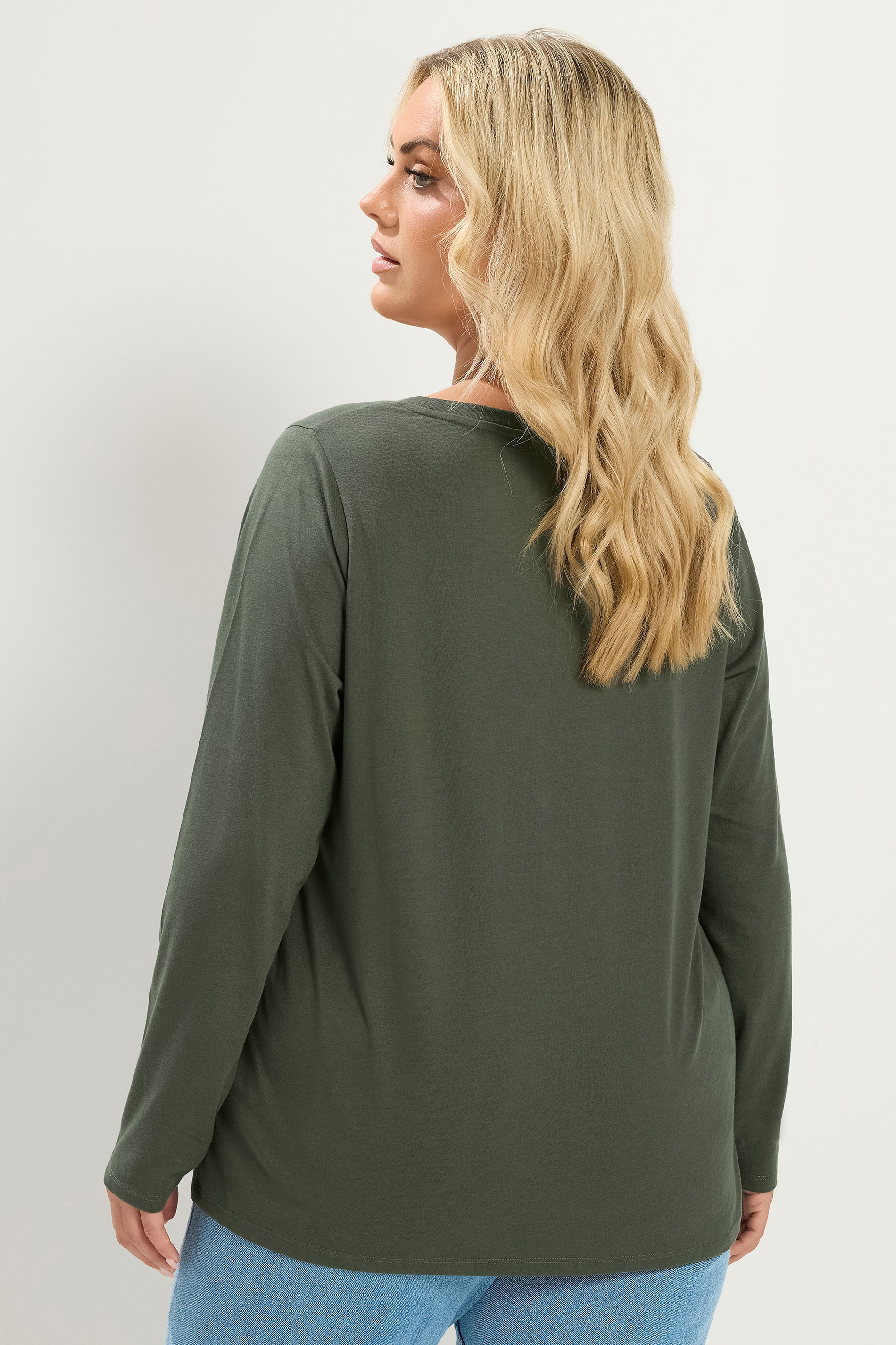 YOURS Plus Size Khaki Green T-Shirt | Yours Clothing 2