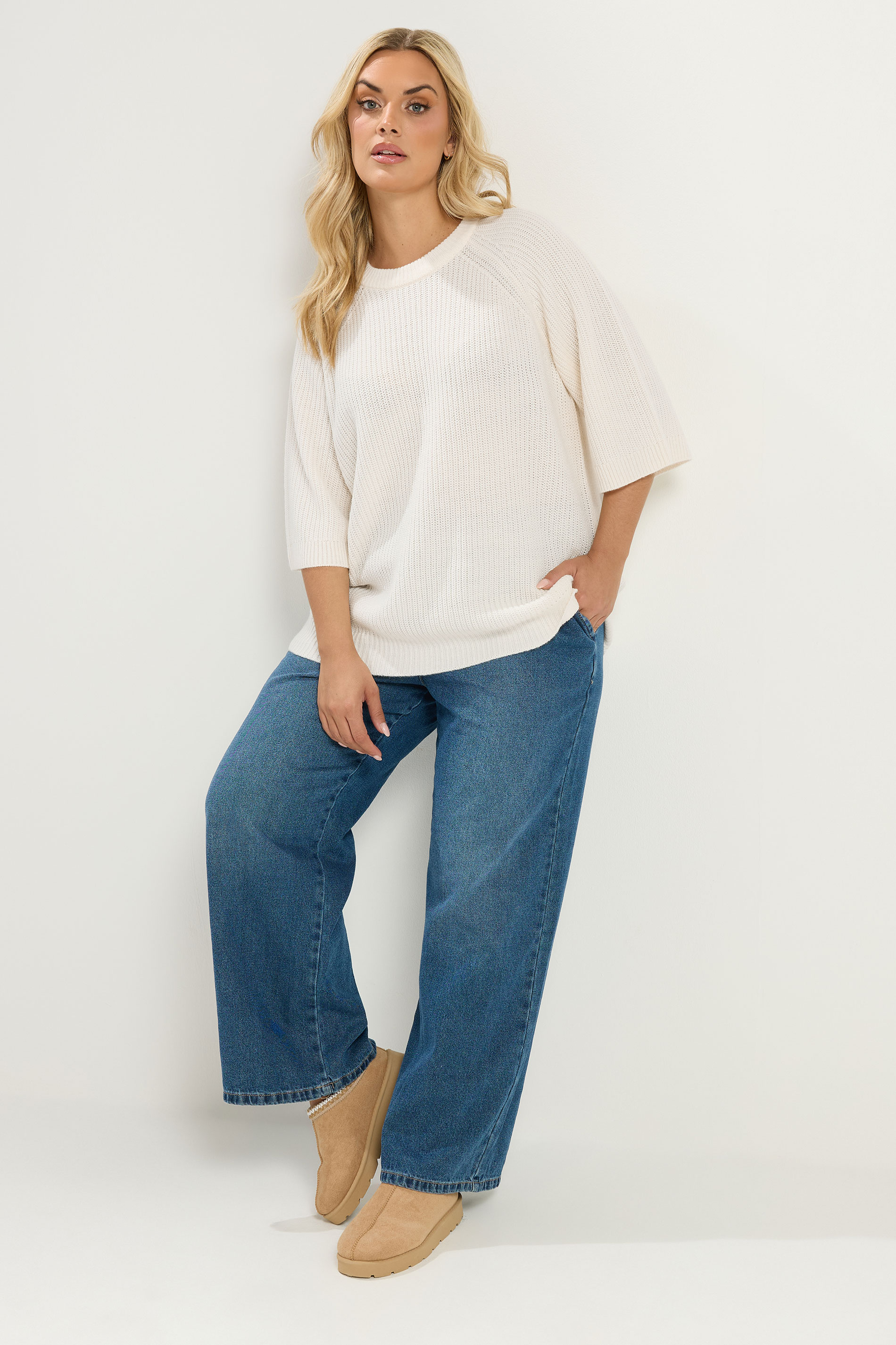 YOURS Plus Size Ivory White Knitted Jumper | Yours Clothing 2