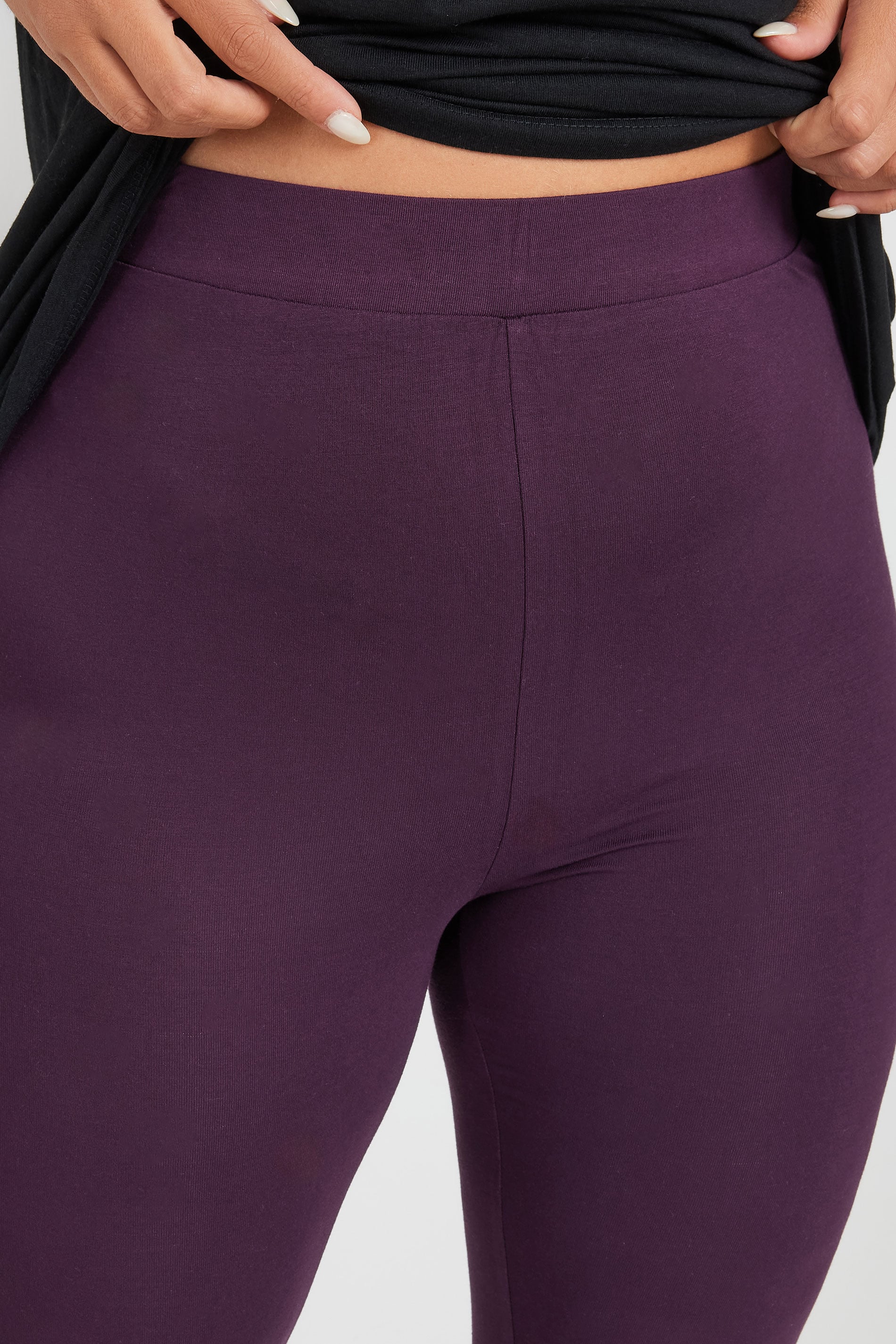 YOURSET 2 PACK Plus Size Burgundy Red & Black Soft Touch Stretch Leggings | Yours Clothing 7