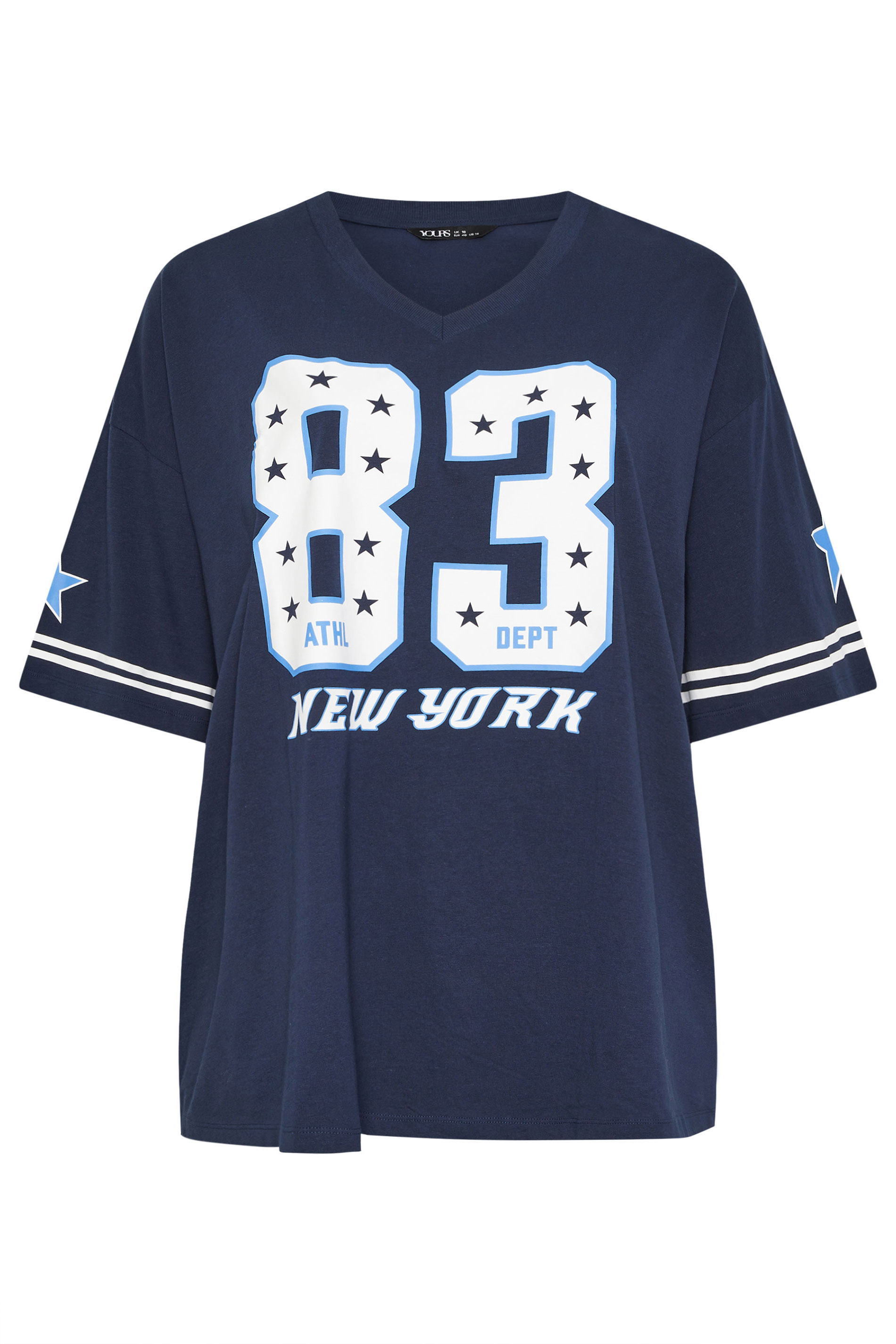 YOURS Plus Size Navy Blue '83 New York' Boxy T-Shirt | Yours Clothing 6