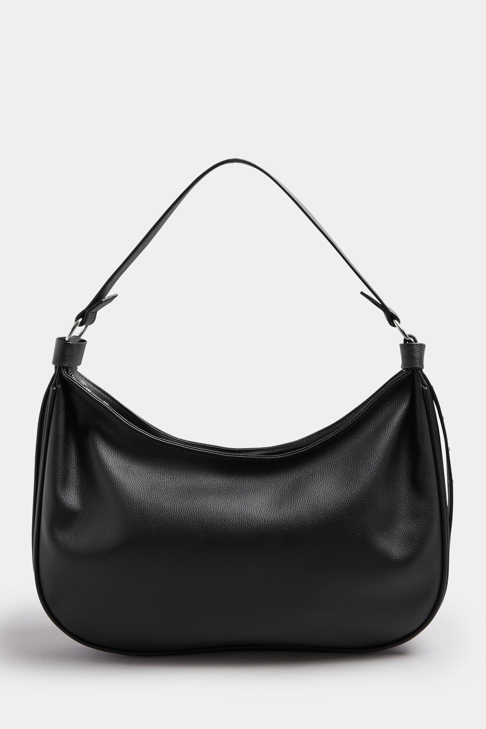 Black Faux Leather Slouched Studded Shoulder Bag | Yours Clothing 3