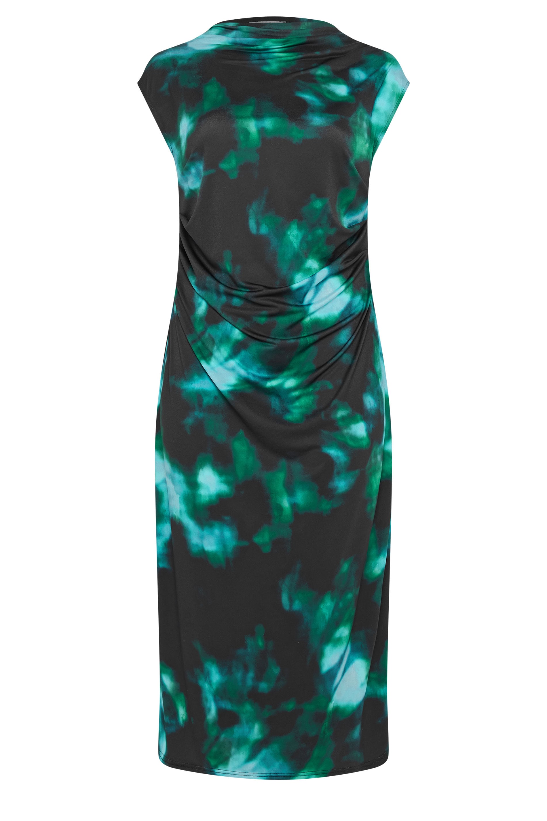 YOURS LONDON Plus Size Teal Blue Abstract Drape Dress | Yours Clothing 5