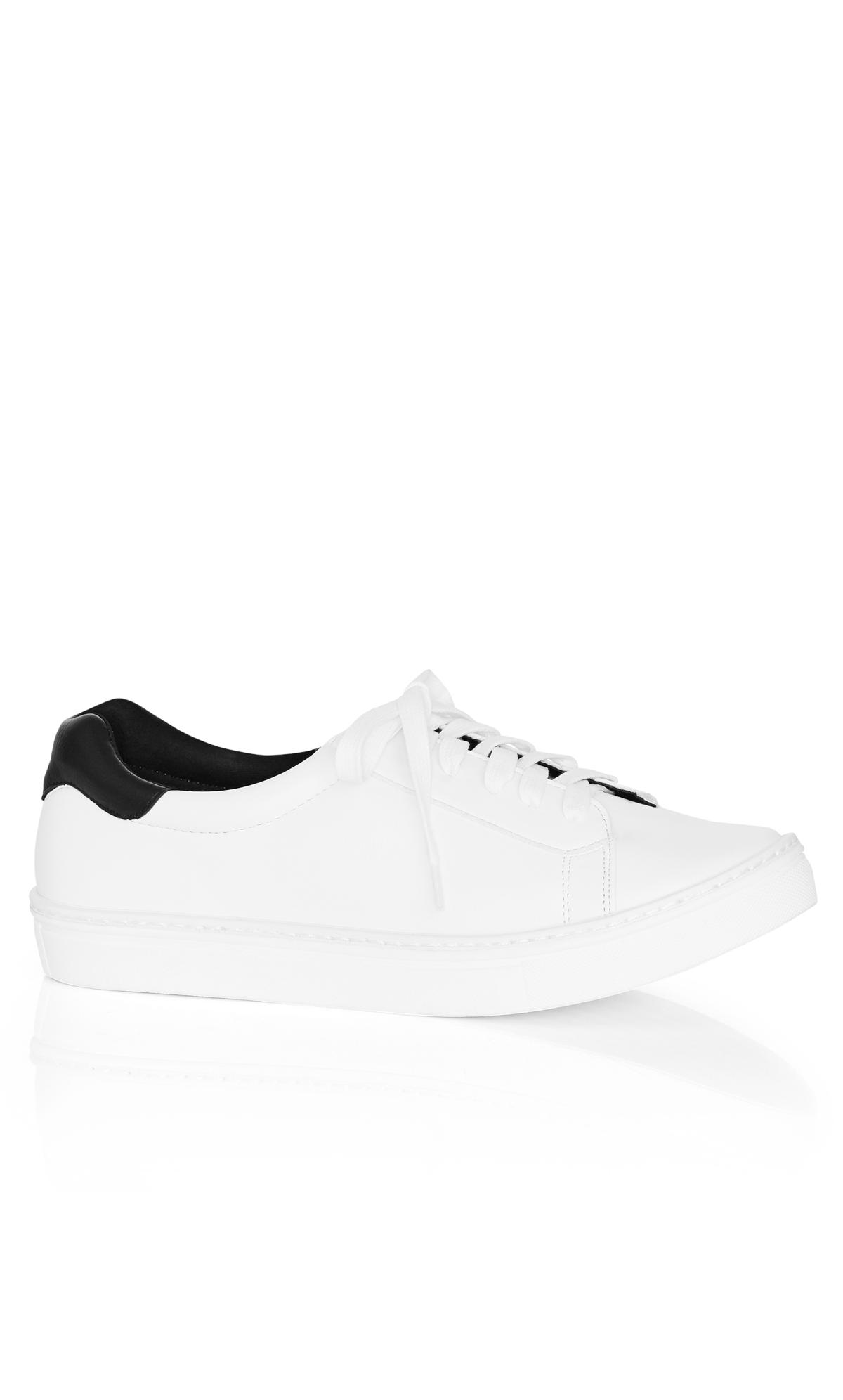 City Chic White & Black WIDE FIT Trainers 1