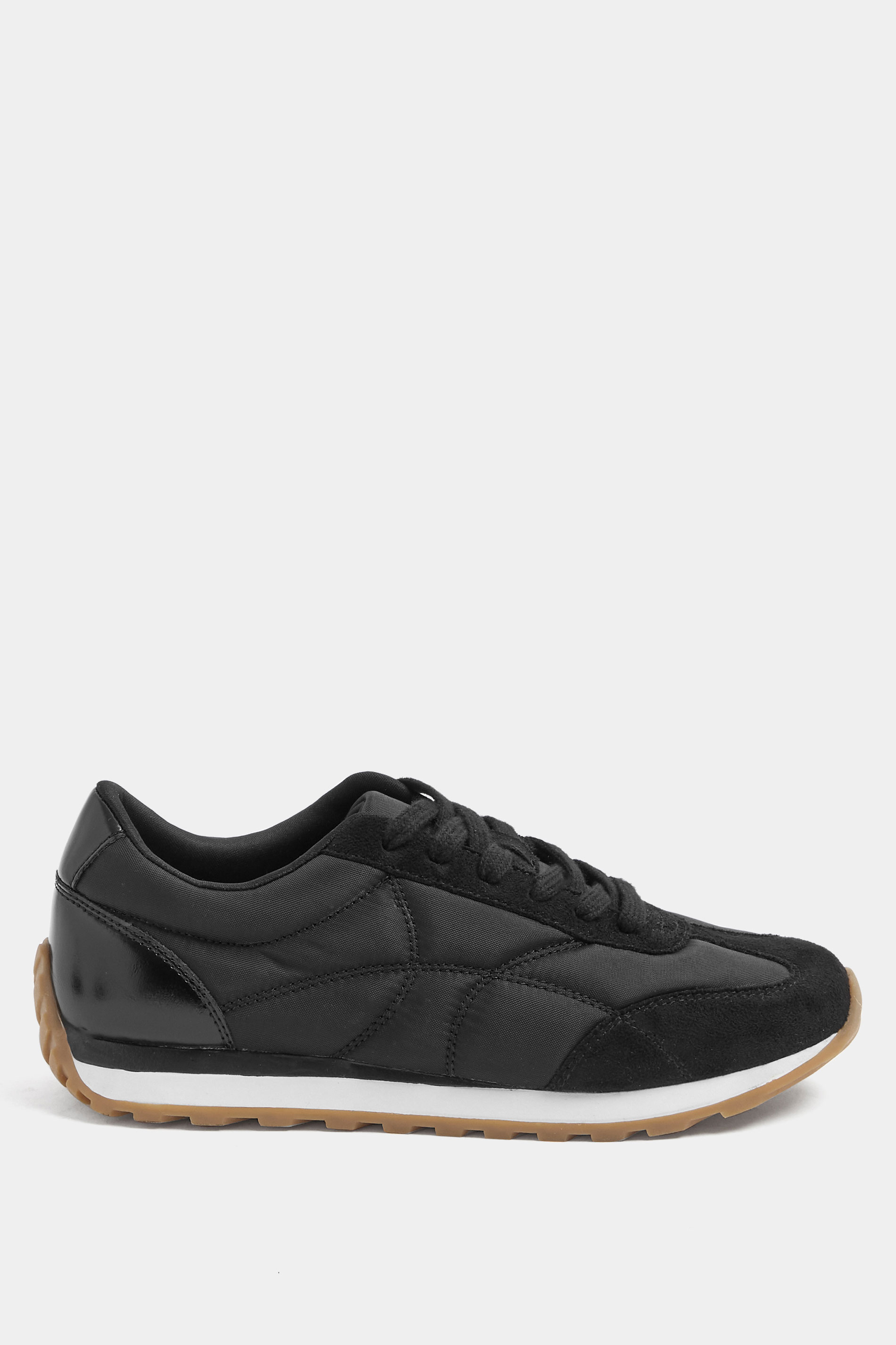 Black Quilted Trainers In Wide E Fit | Yours Clothing 2