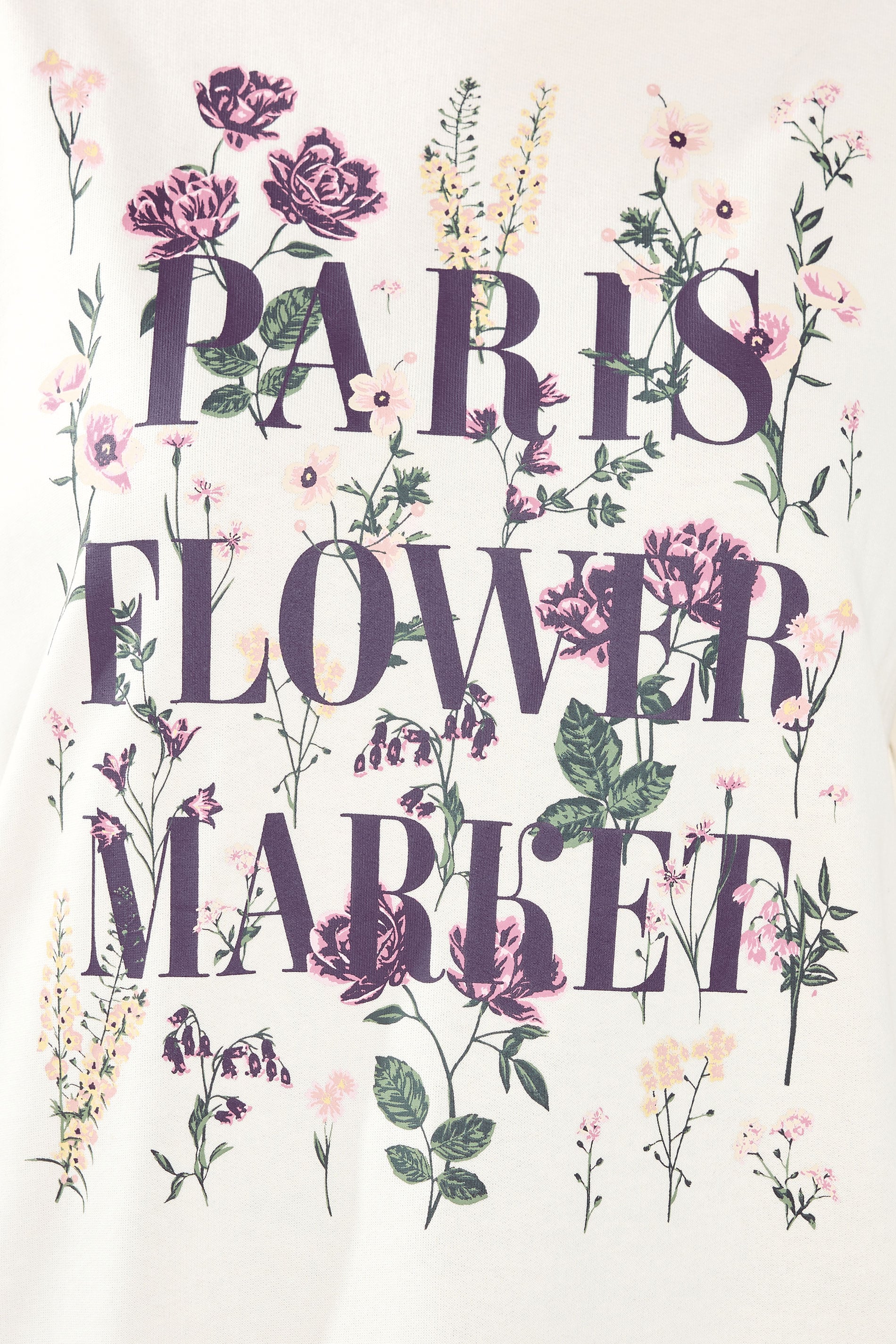 YOURS Plus Size White 'Paris Flower Market' Floral Sweatshirt | Yours Clothing 4