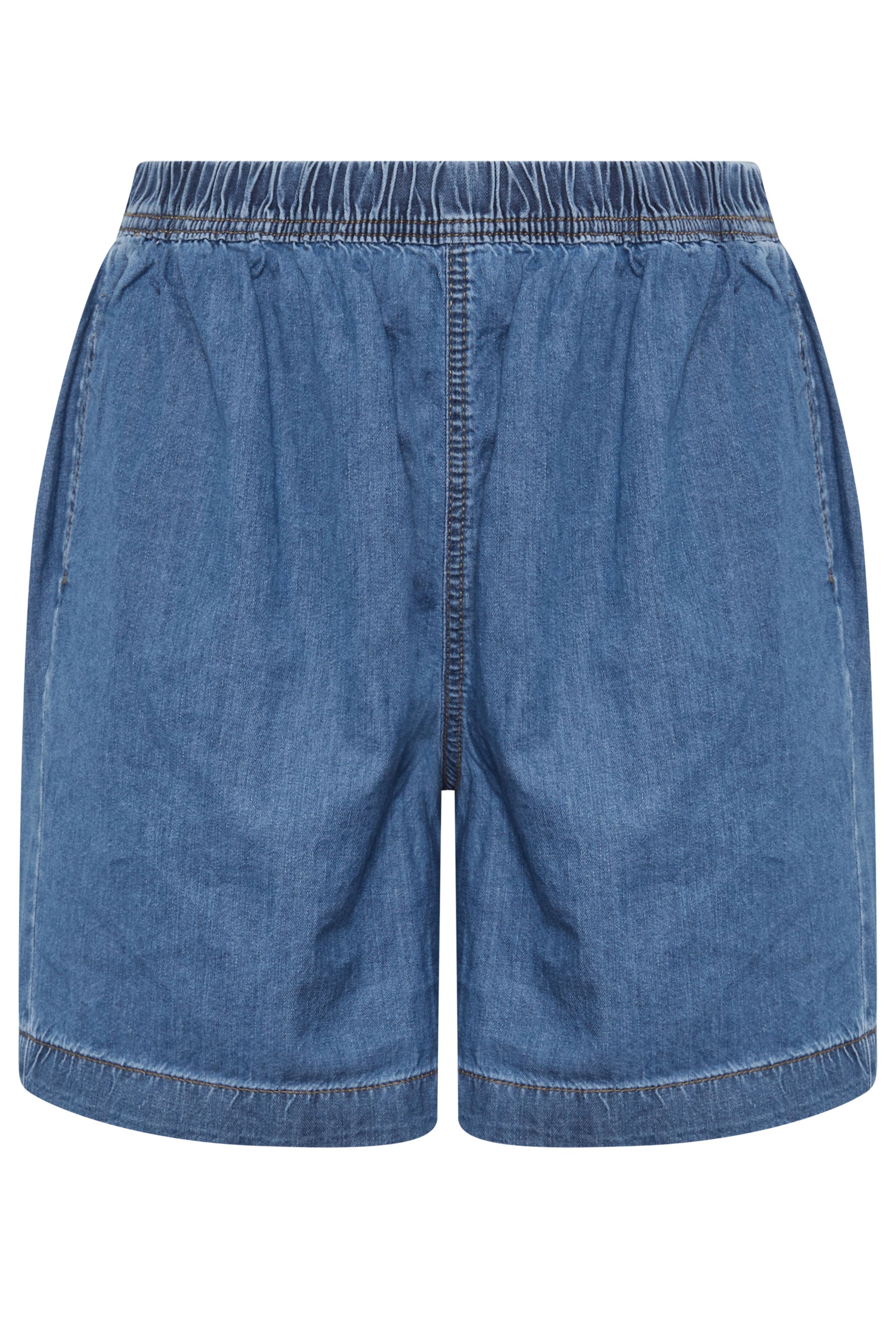 YOURS Plus Size Mid Blue Elasticated Denim Shorts | Yours Clothing 5