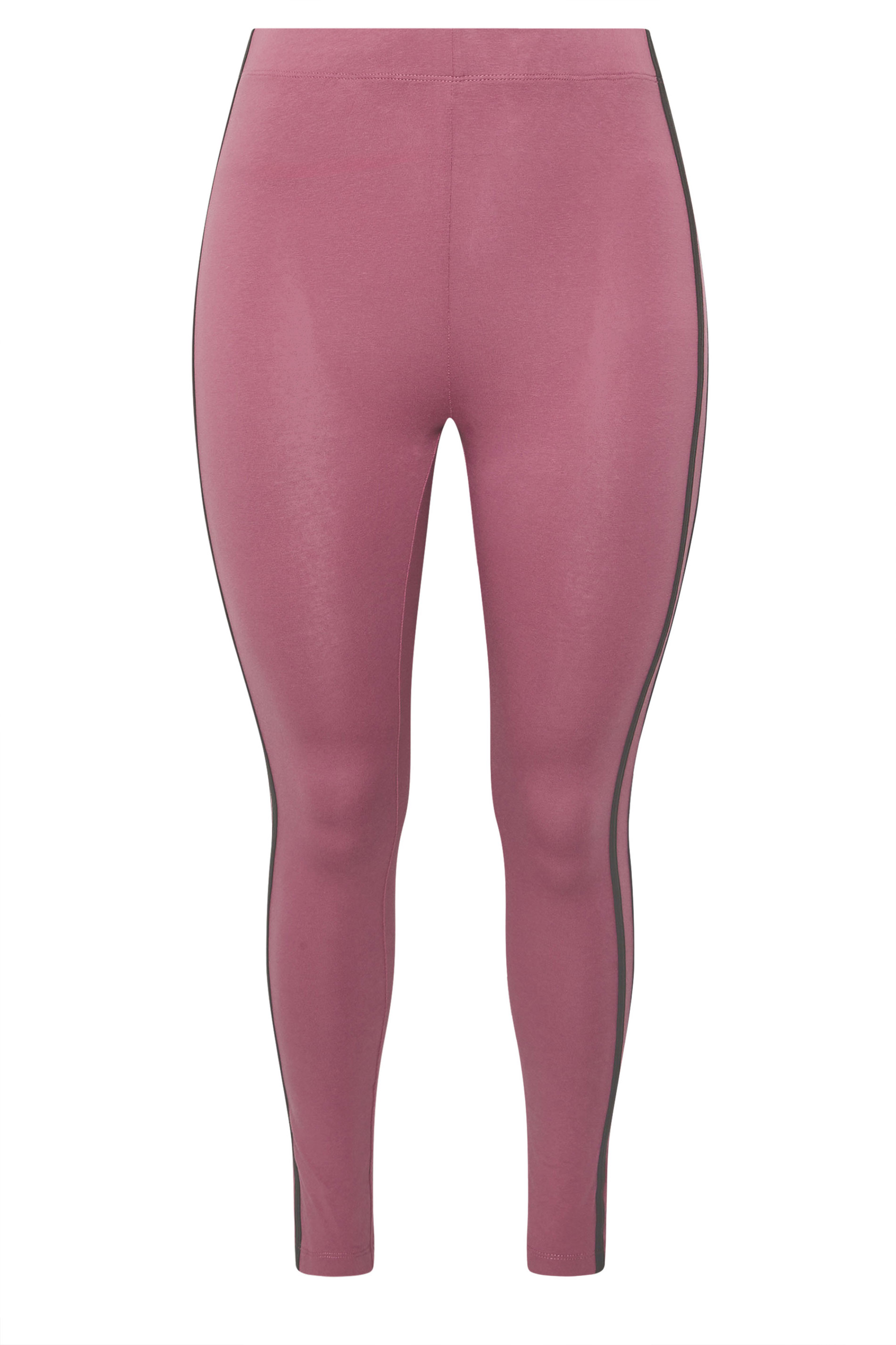 YOURS ACTIVE Plus Size Pink Side Stripe Leggings | Yours Clothing 7