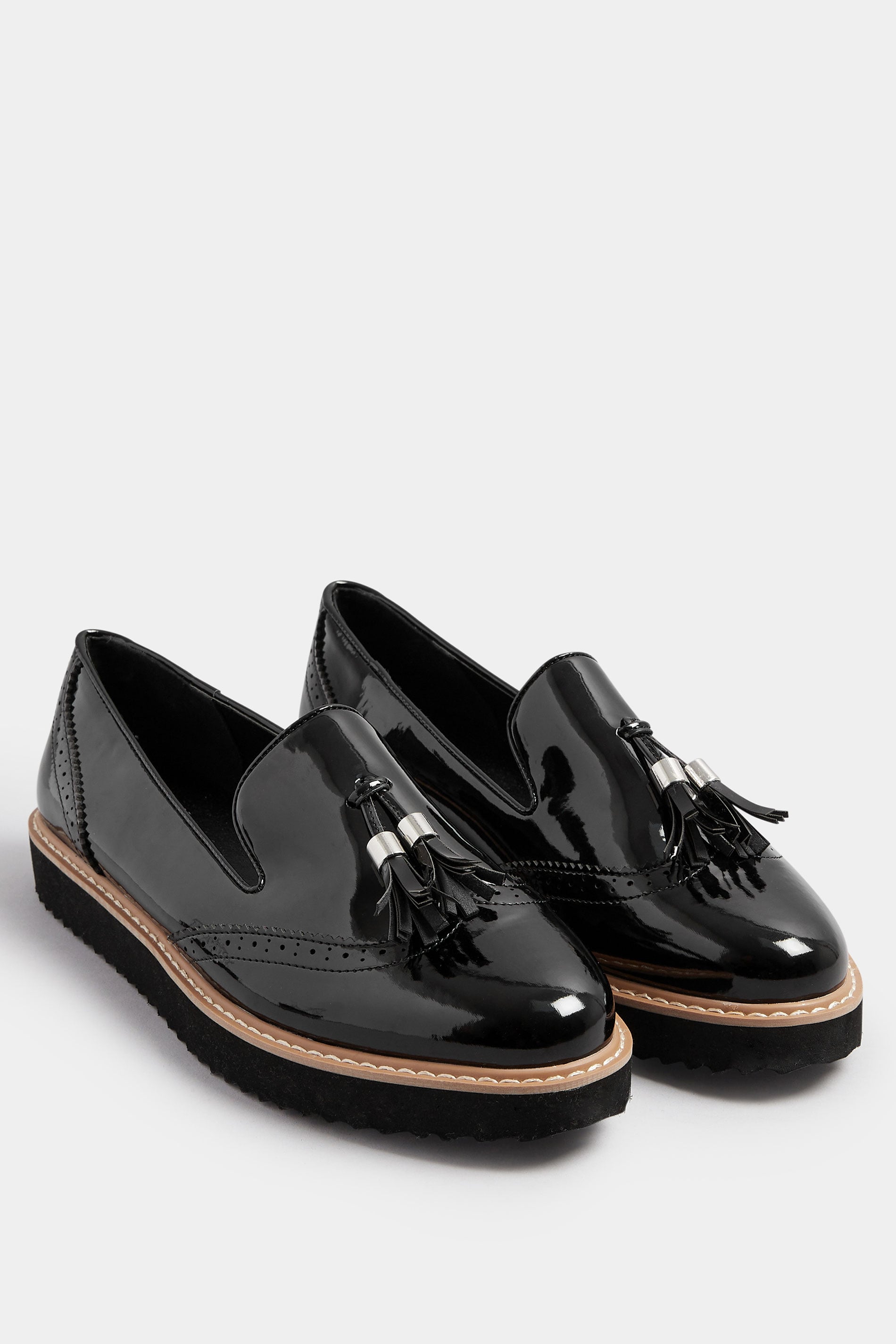 LTS Black Patent Tassel Slip-On Loafers In Standard Fit | Long Tall Sally 3