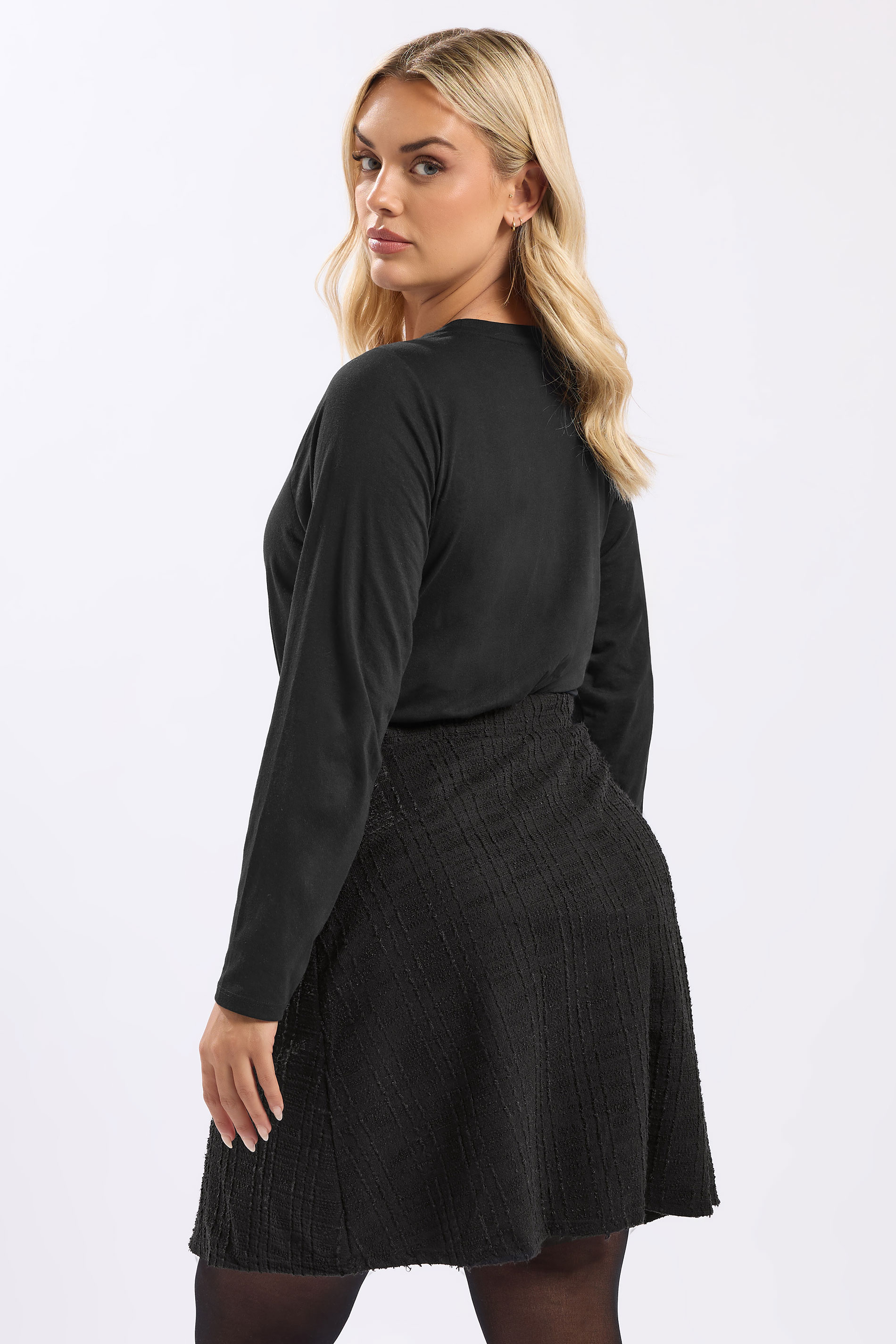 YOURS Plus Size Black Boucle Mini Skirt | Yours Clothing 4