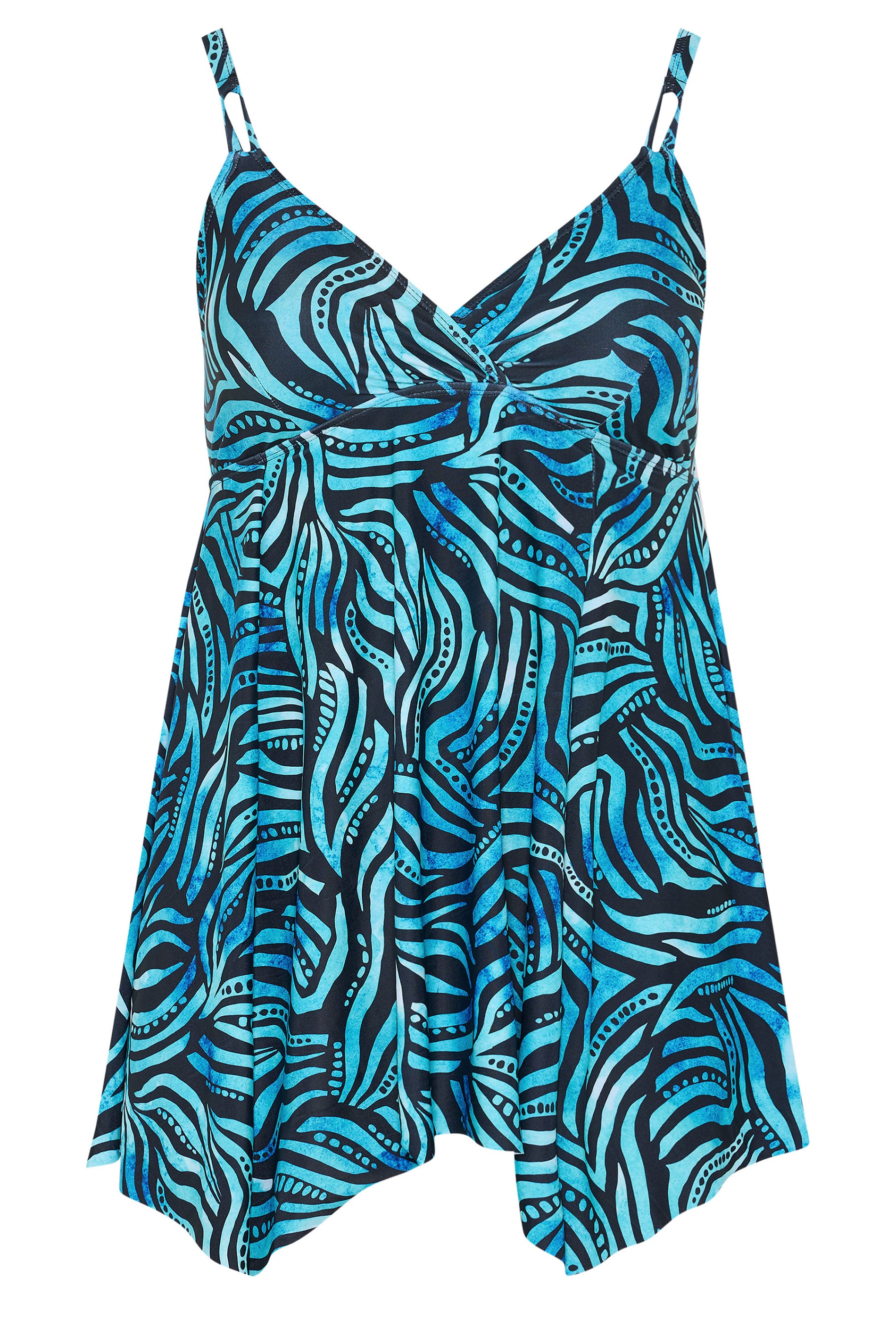 YOURS Floral Blue Pacific Abstract Hanky Hem Swim Dress | Yours Clothing 7