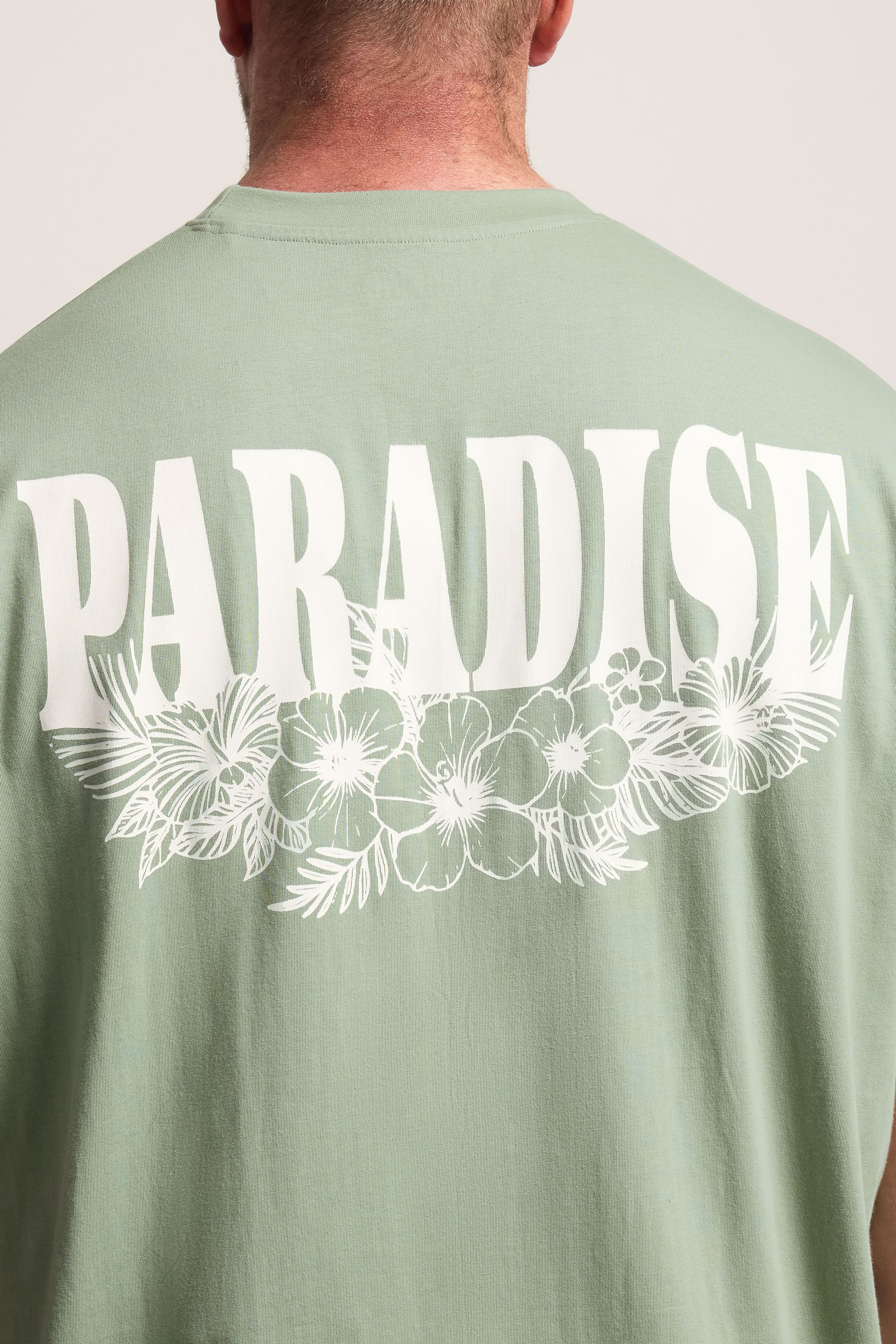 BadRhino Big & Tall Green Extra Long 'Paradise' Graphic T-Shirt 4