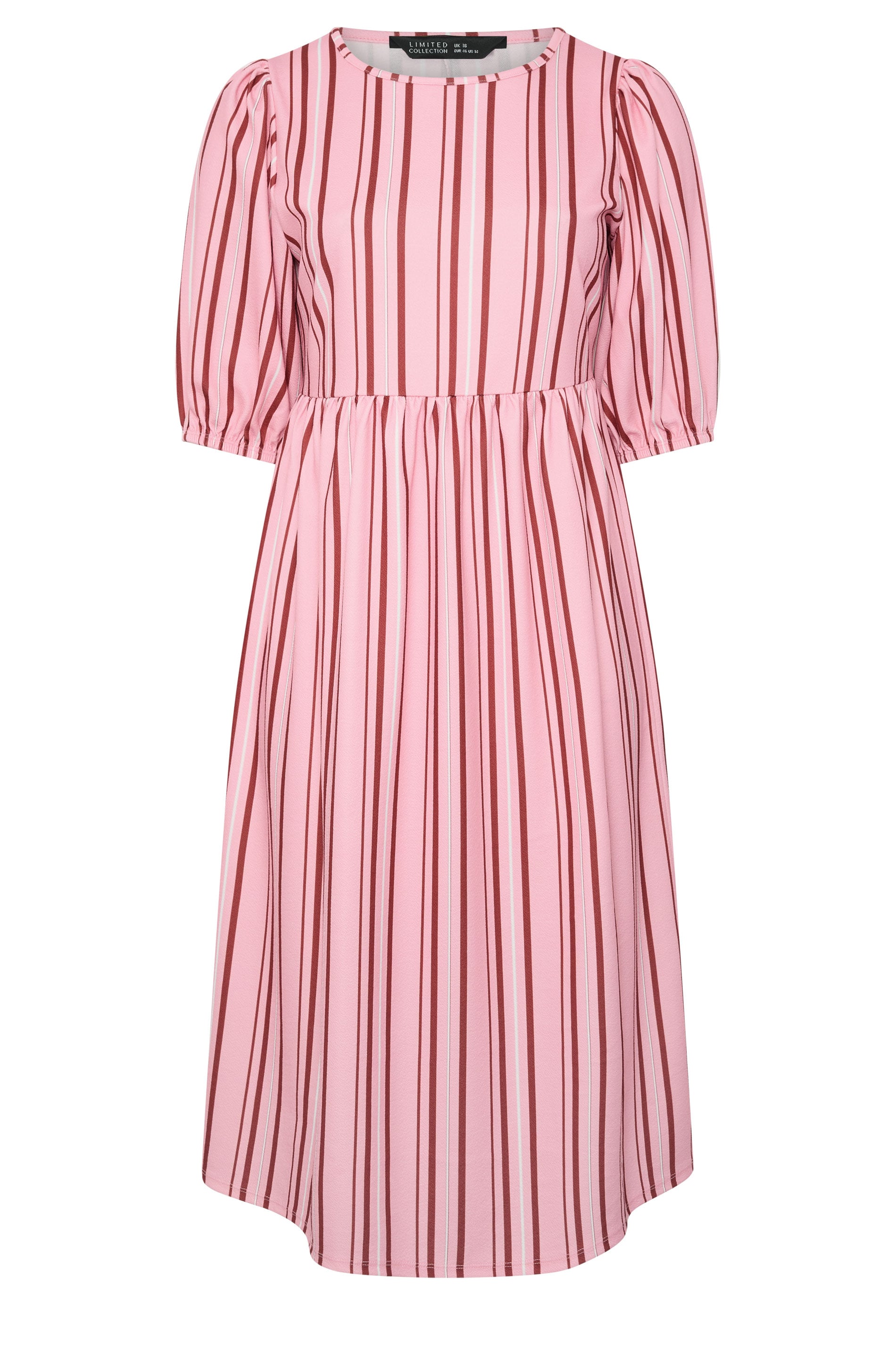 LIMITED COLLECTION Plus Size Pink Stripe Peplum Dress | Yours Clothing 5