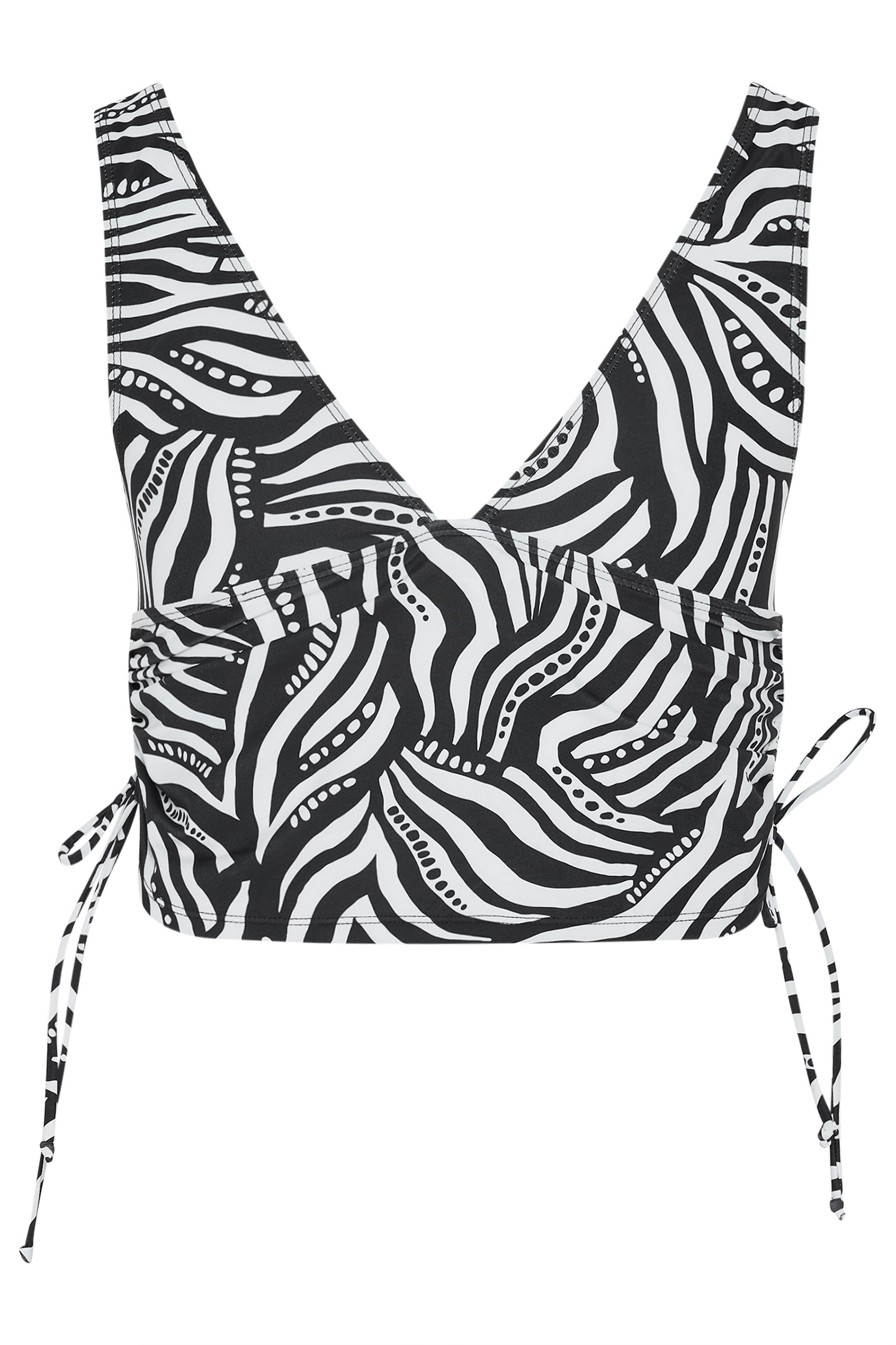YOURS Plus Size Black & White Geometric Print Tankini Top | Yours Clothing 10