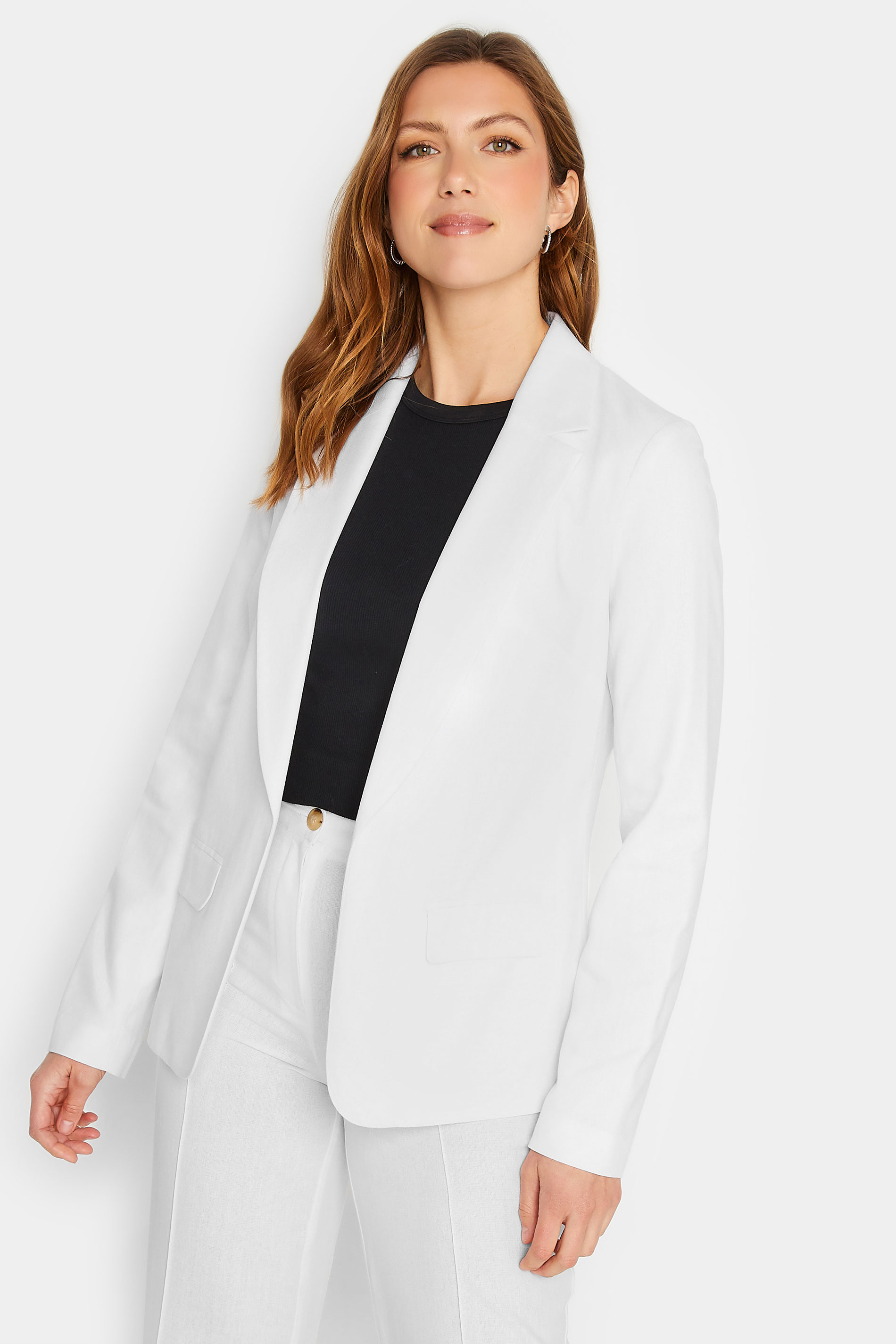 LTS Tall Womens White Linen Blazer Jacket | Long Tall Sally  2