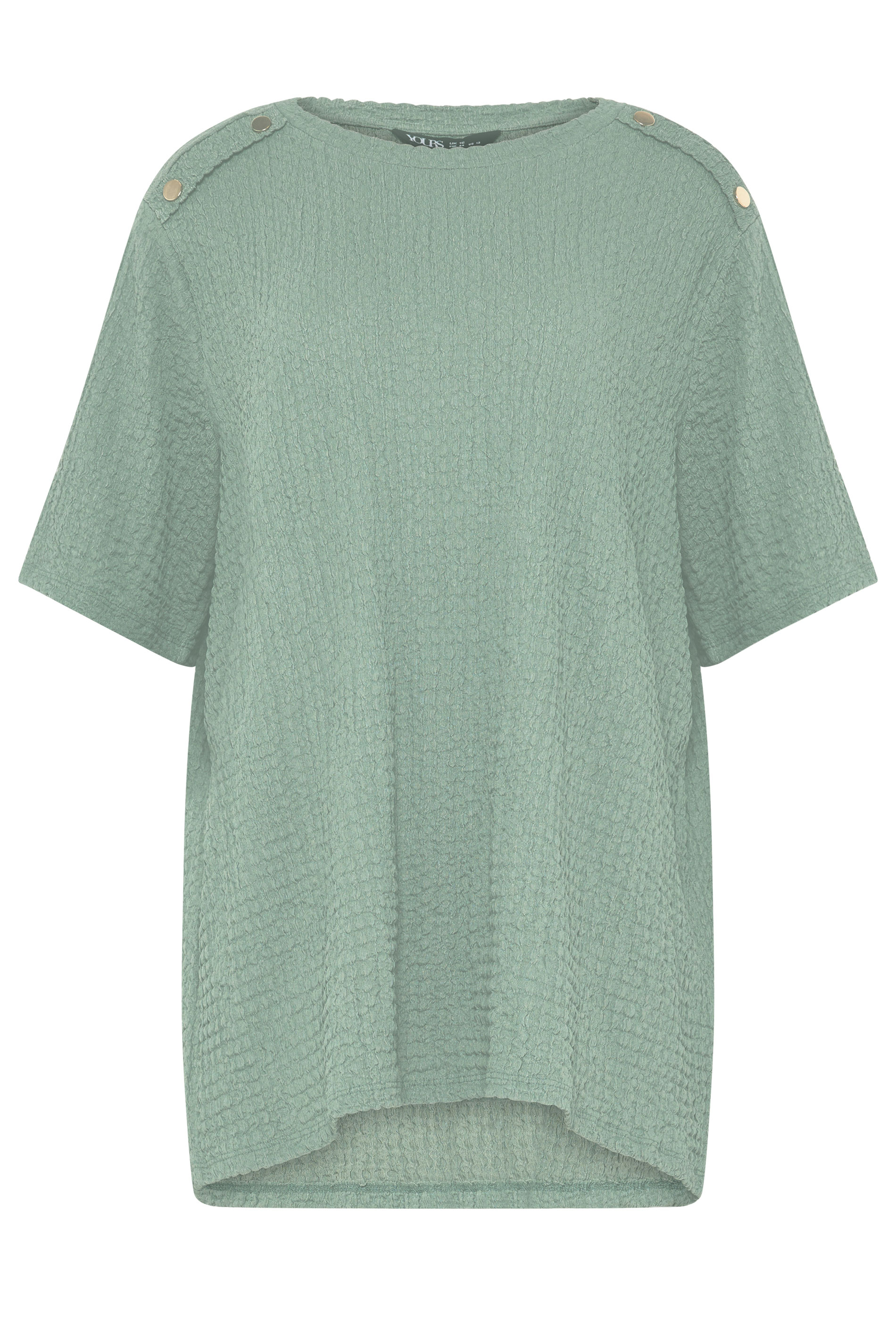 YOURS Plus Size Sage Green Button Detail Bubble Texture Top | Yours Clothing 5