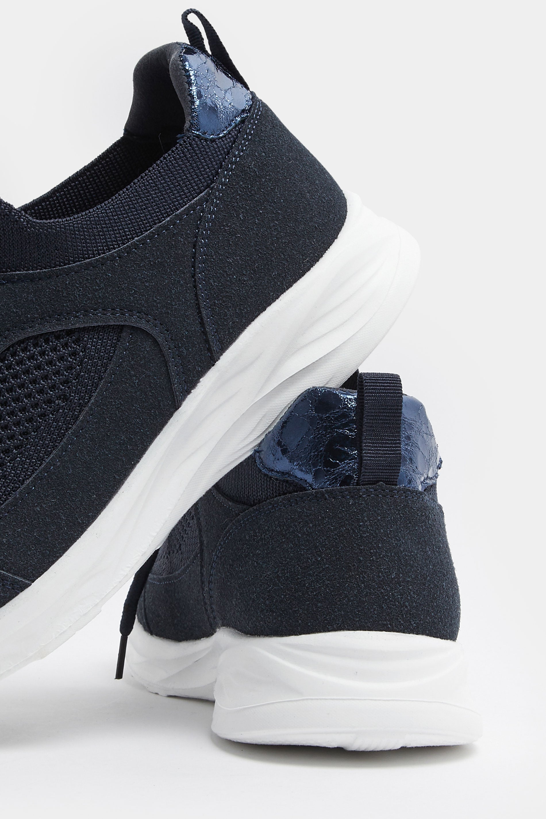 Navy Blue Knitted Trainers In Extra Wide EEE Fit | Yours Clothing 4