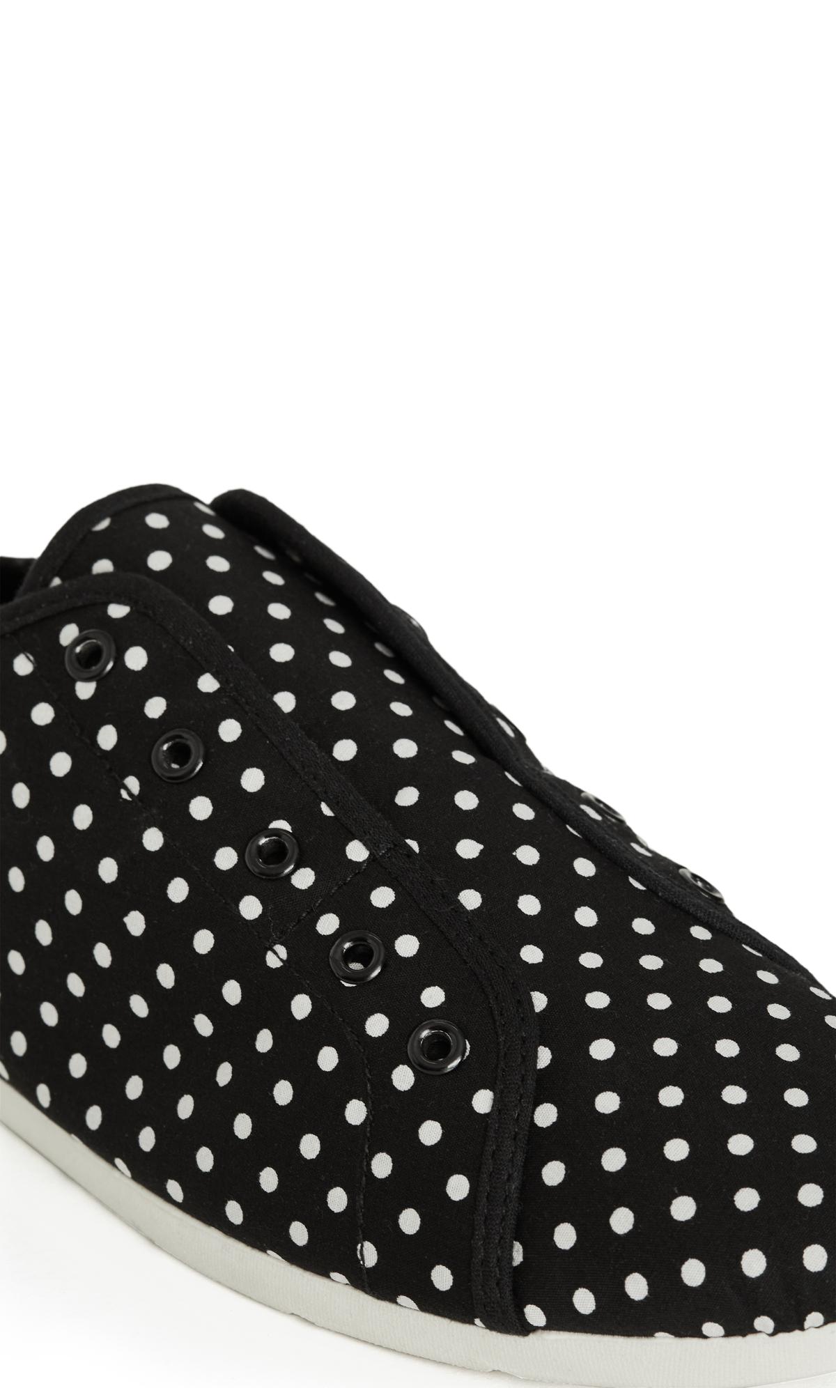 CloudWalkers WIDE FIT Black Polka Dot Canvas Trainer | Evans