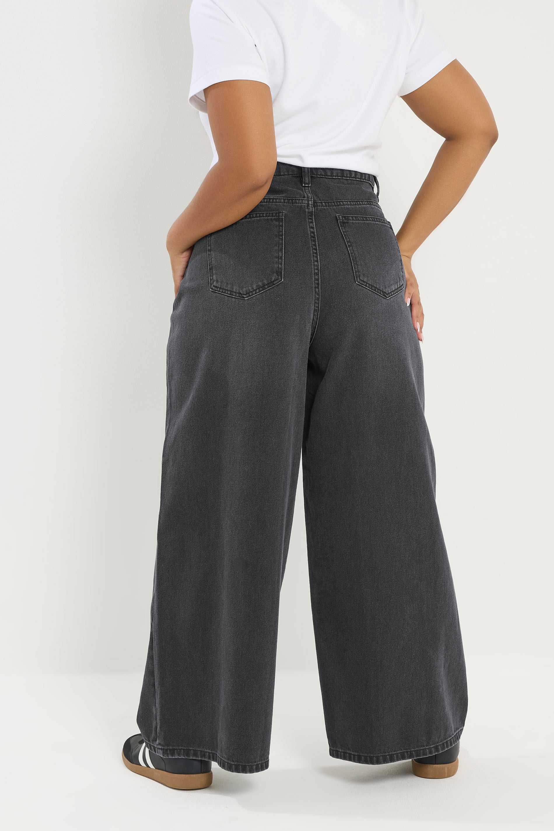 YOURS Plus Size Black Front Seam Wide Leg Jeans | Yours Clothing 5